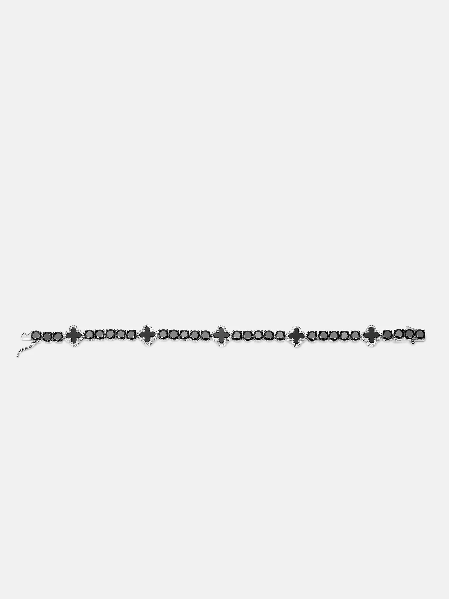 Moissanite Black Agate Four Leaf Clover Tennis Bracelet - Image 4
