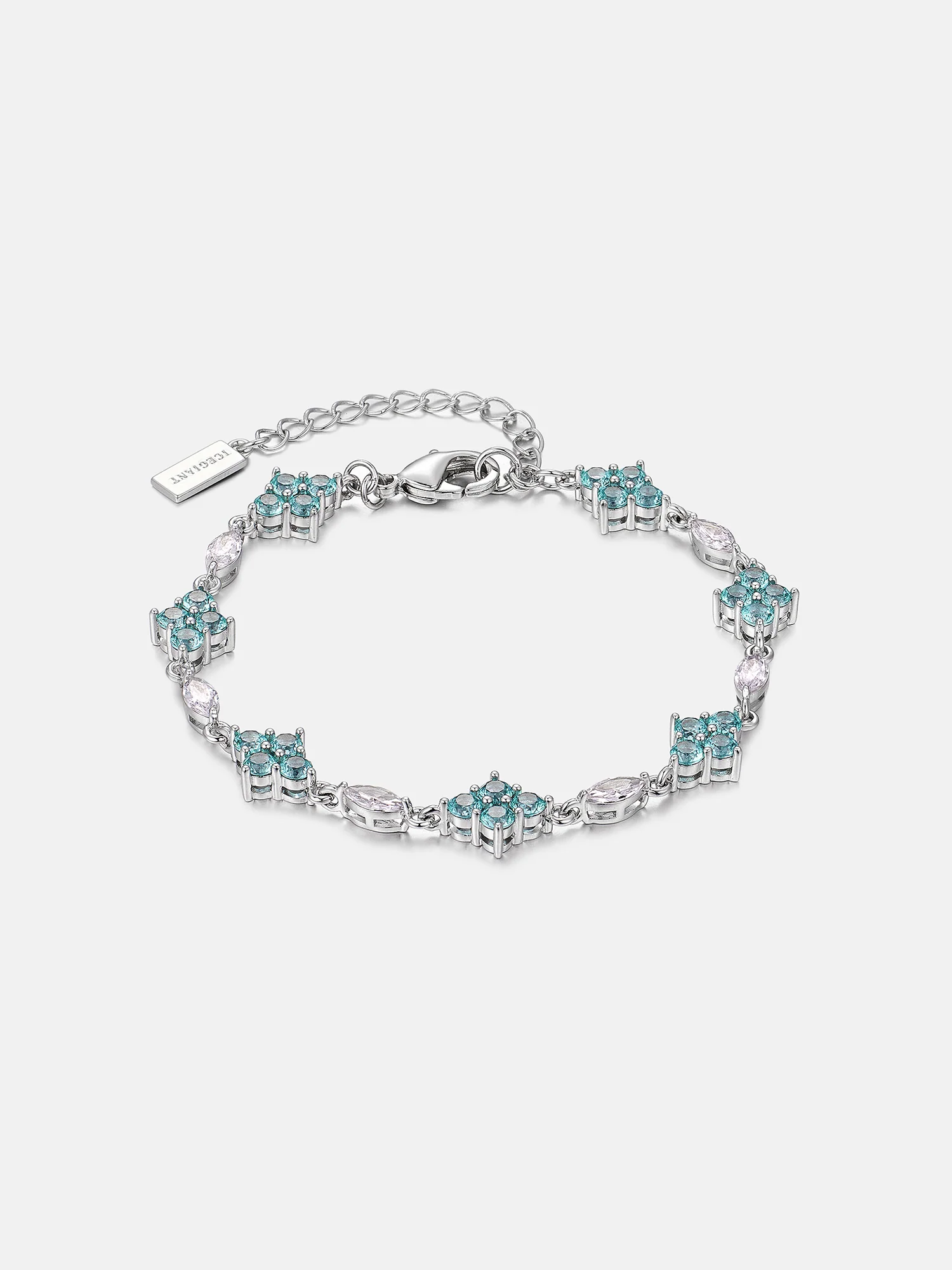 Marquise & Blue Moissanite Four Leaf Clover Bracelet - Image 2