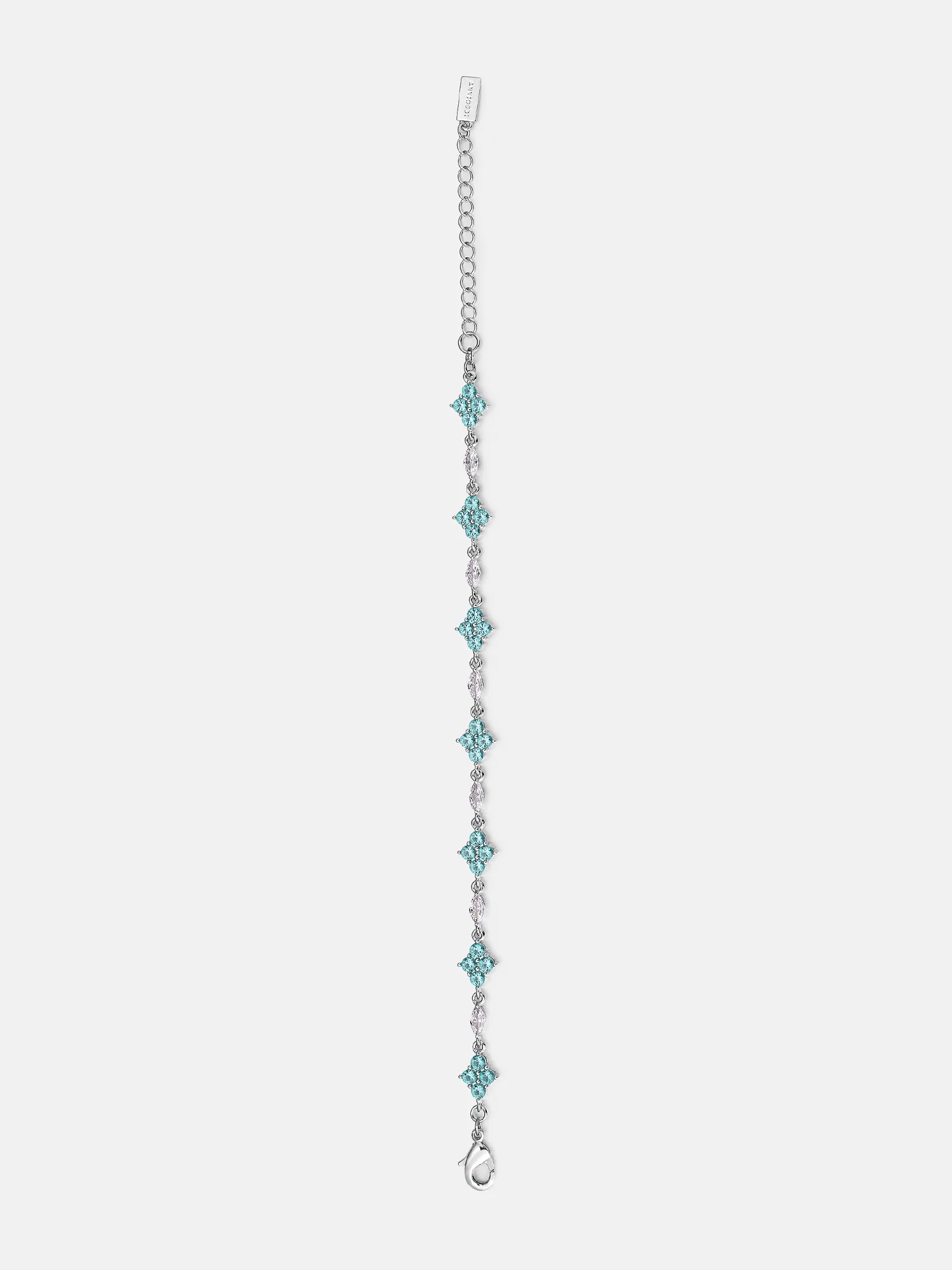 Marquise & Blue Moissanite Four Leaf Clover Bracelet - Image 3