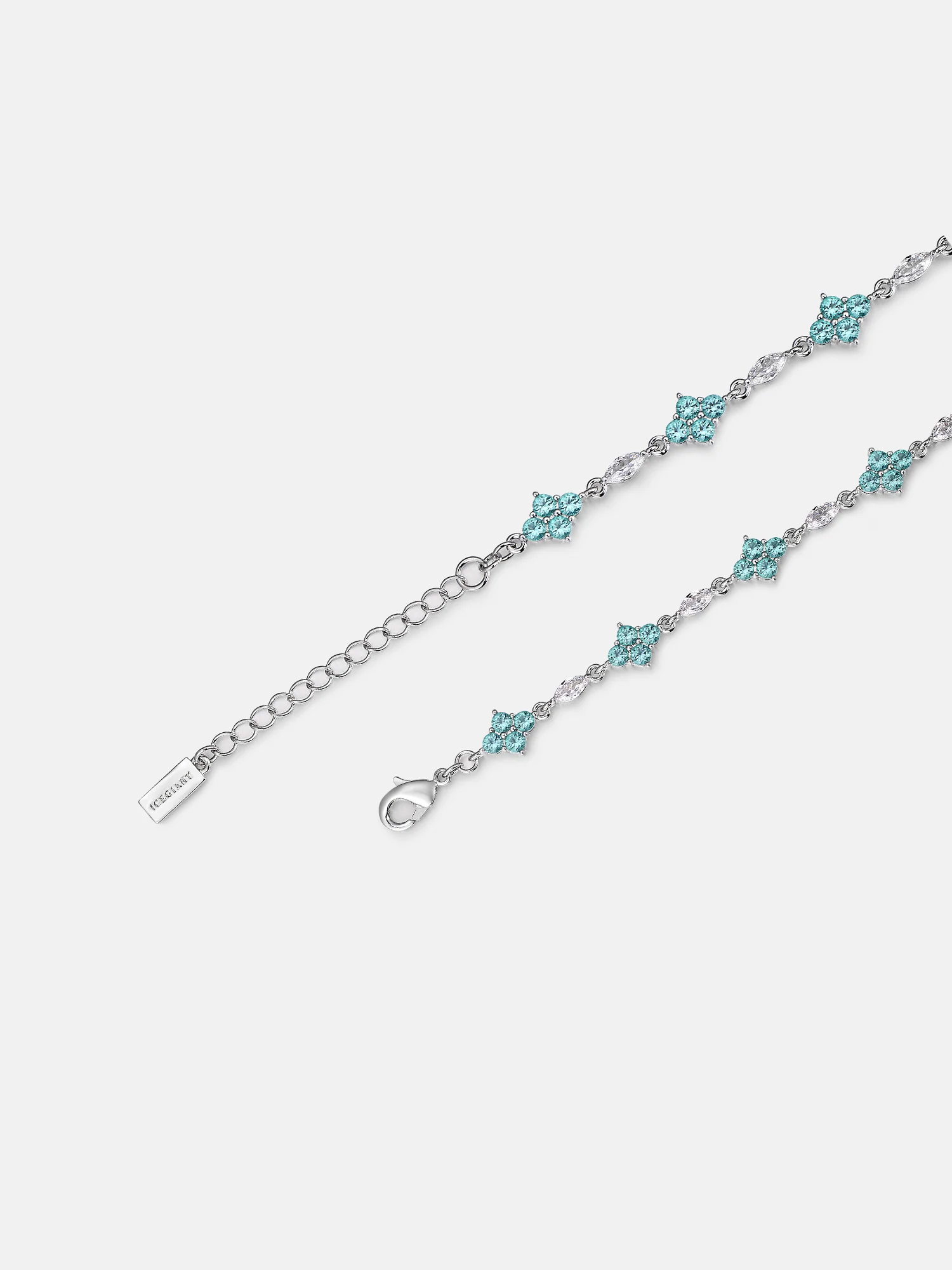 Marquise & Blue Moissanite Four Leaf Clover Bracelet - Image 4