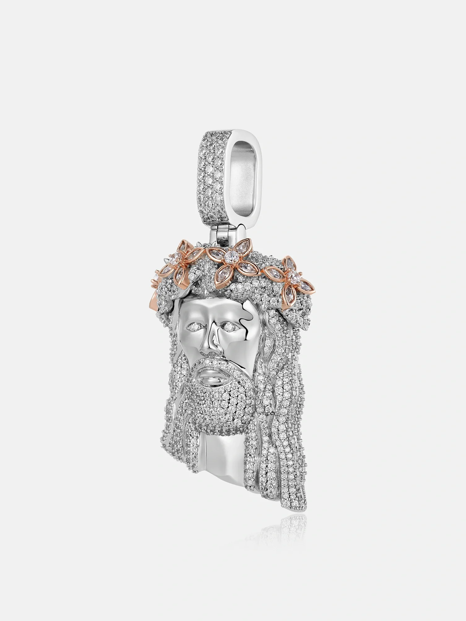 Marquise Gem Two Tone Moissanite Jesus Pendant - Image 2