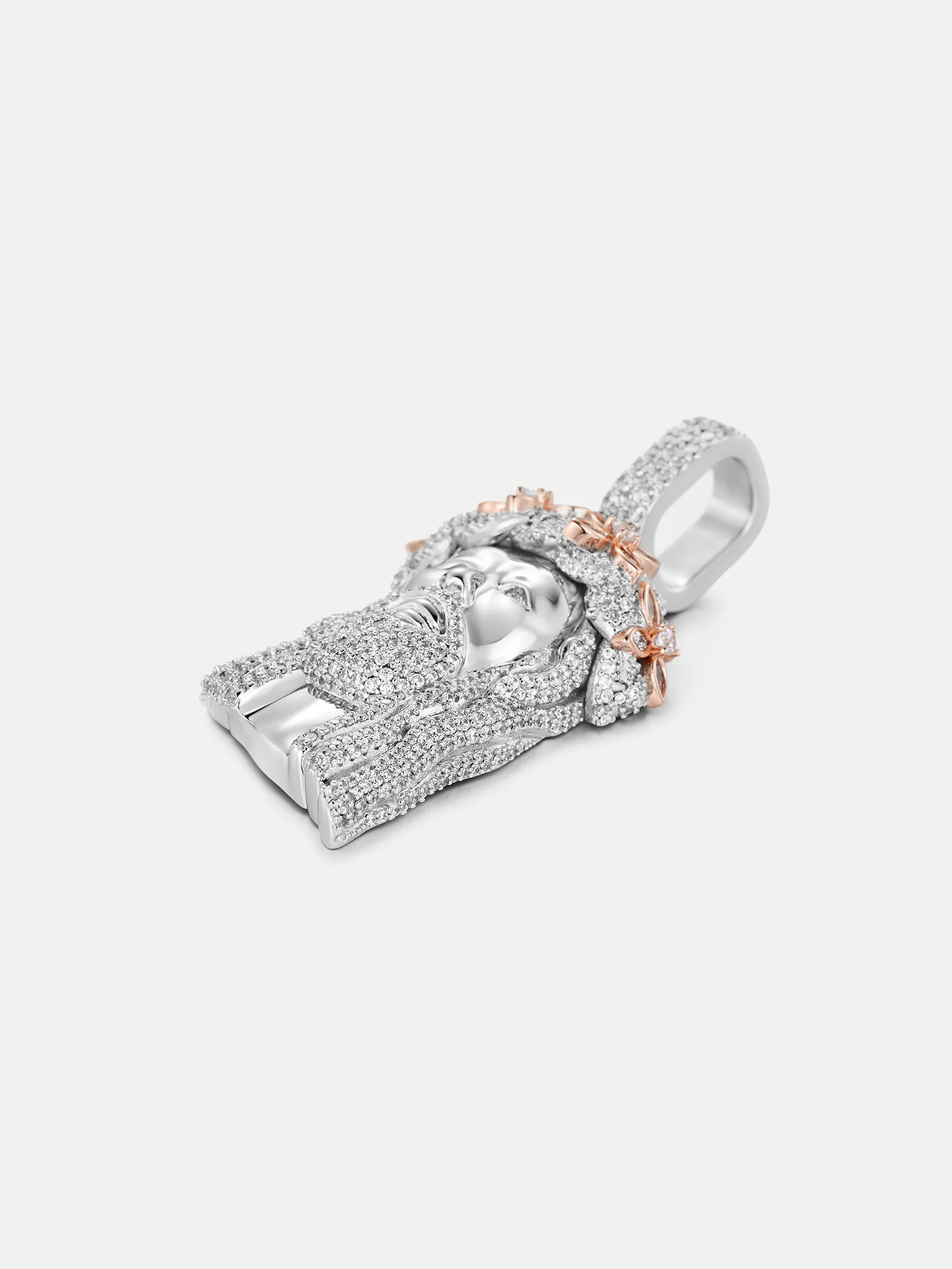 Marquise Gem Two Tone Moissanite Jesus Pendant - Image 4
