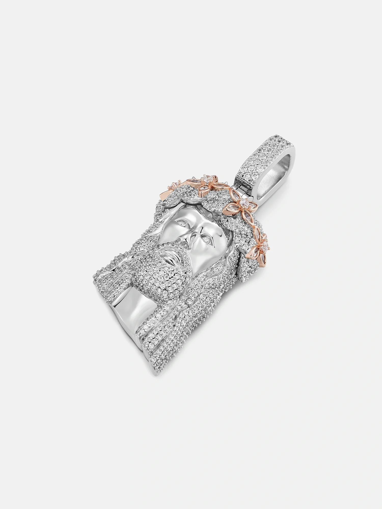 Marquise Gem Two Tone Moissanite Jesus Pendant - Image 5