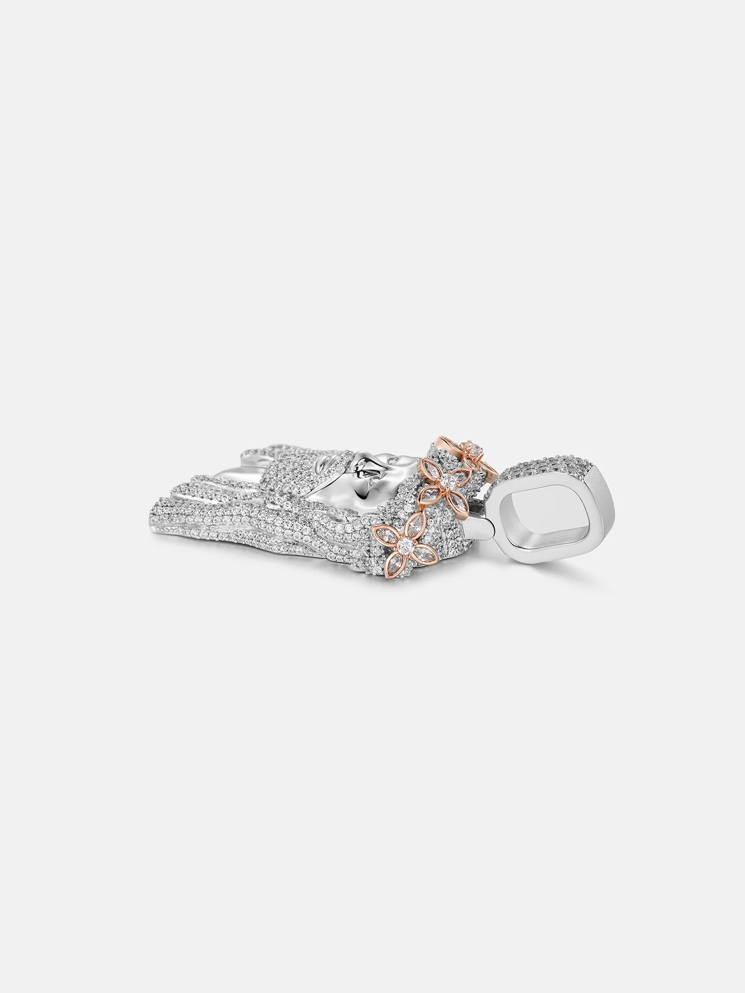 Marquise Gem Two Tone Moissanite Jesus Pendant - Image 6