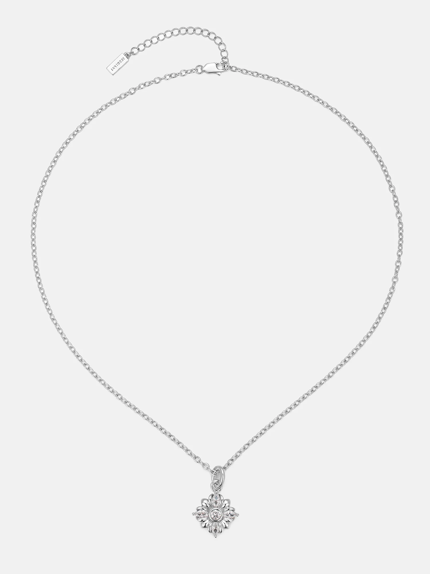 Marquise Moissanite Floral Cross Necklace - Image 3