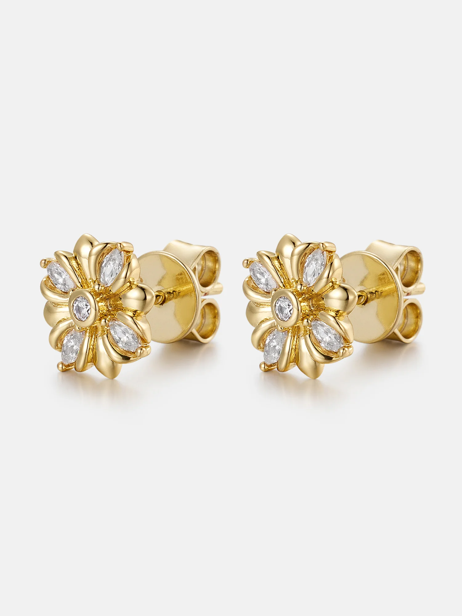 Marquise Moissanite Floral Earrings - Image 2