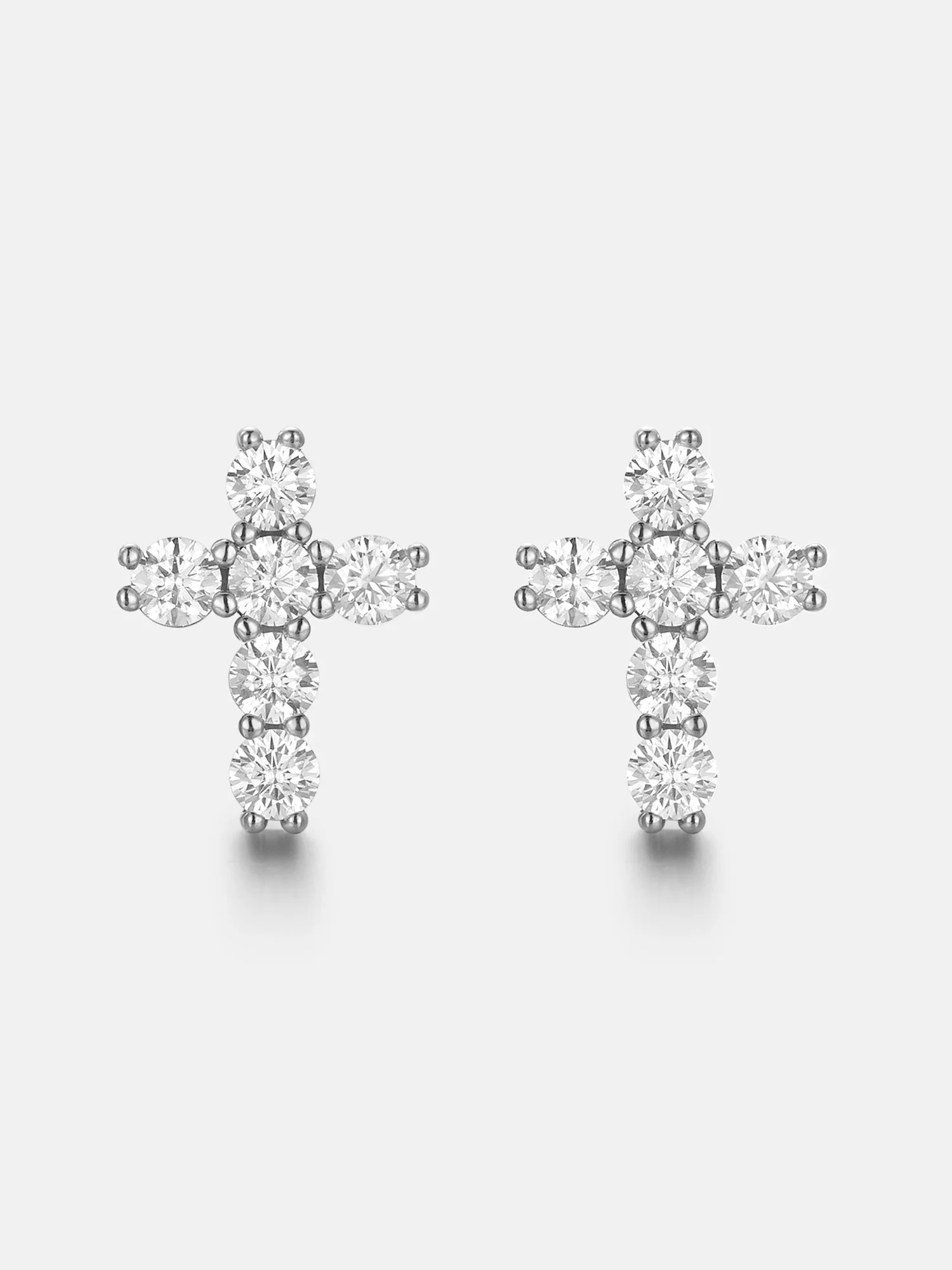 Micro Cross Moissanite Stud Earring