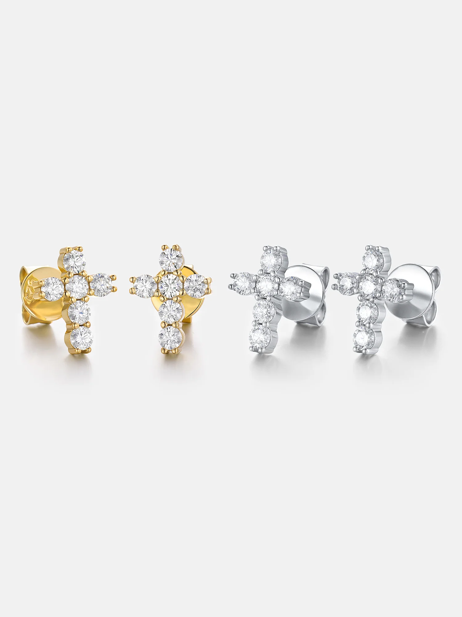 Micro Cross Moissanite Stud Earring - Image 3