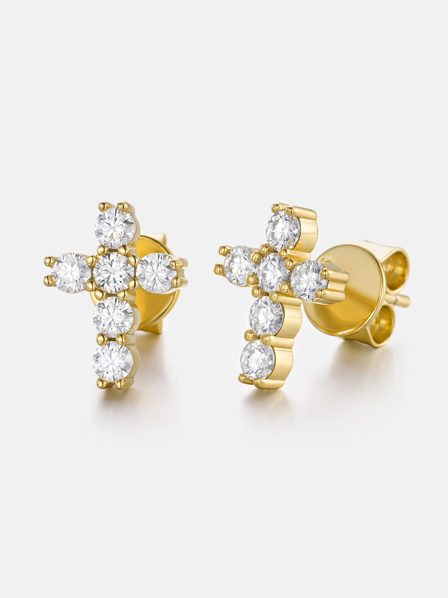 Micro Cross Moissanite Stud Earring - Image 4