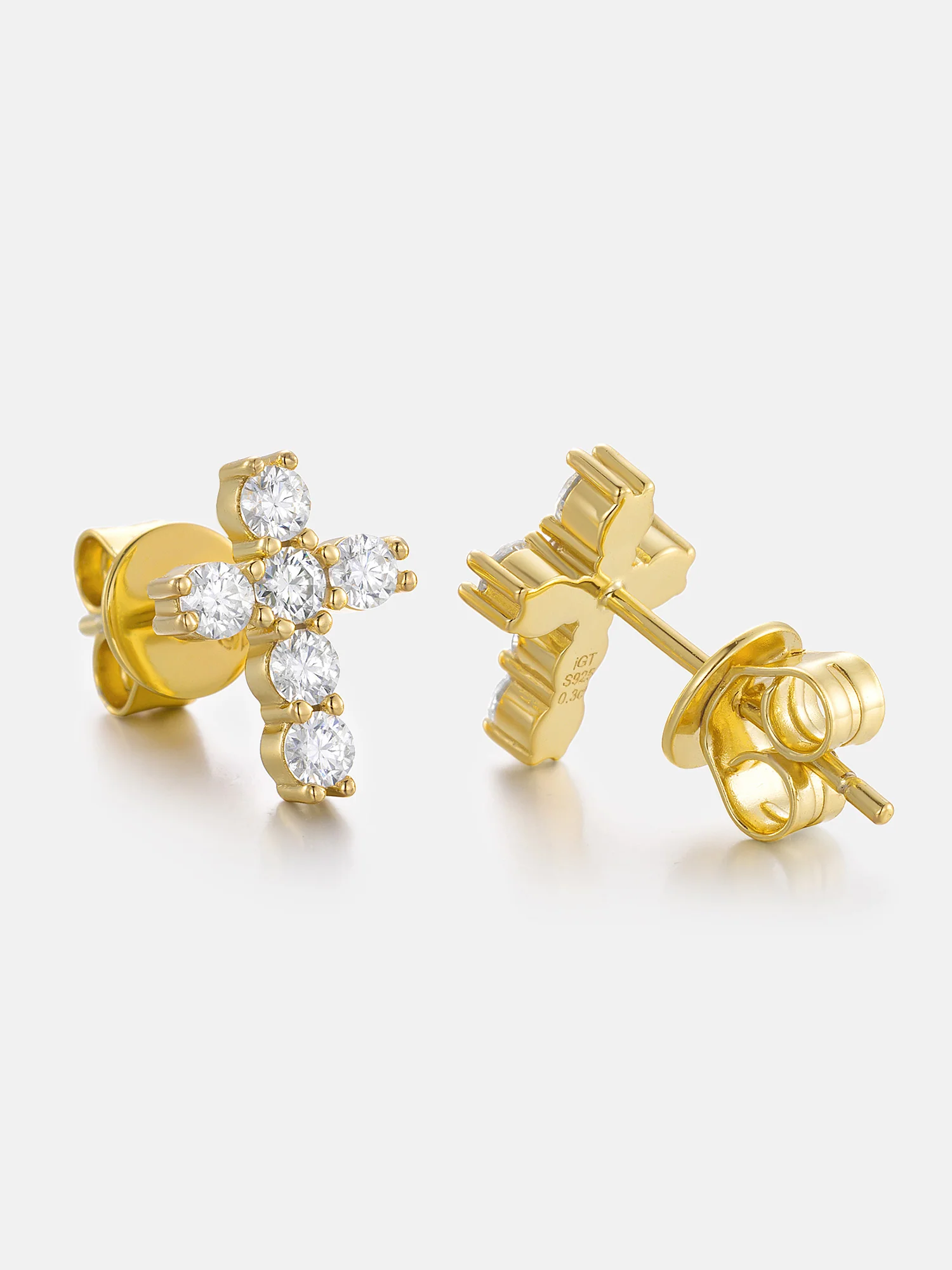 Micro Cross Moissanite Stud Earring - Image 6