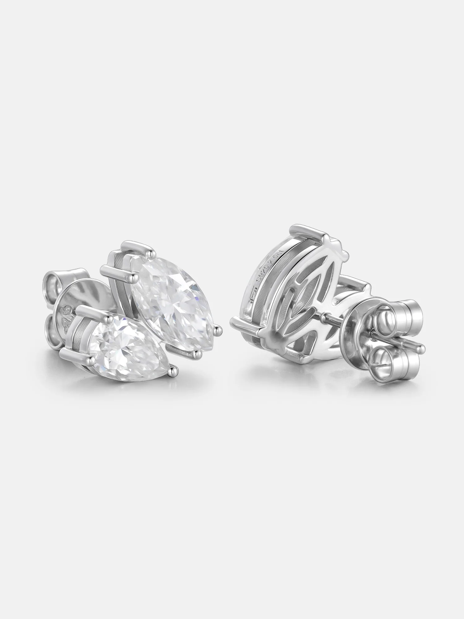 Mixed-Cut Duo Moissanite Stud Earrings-5.0ct Total - Image 4
