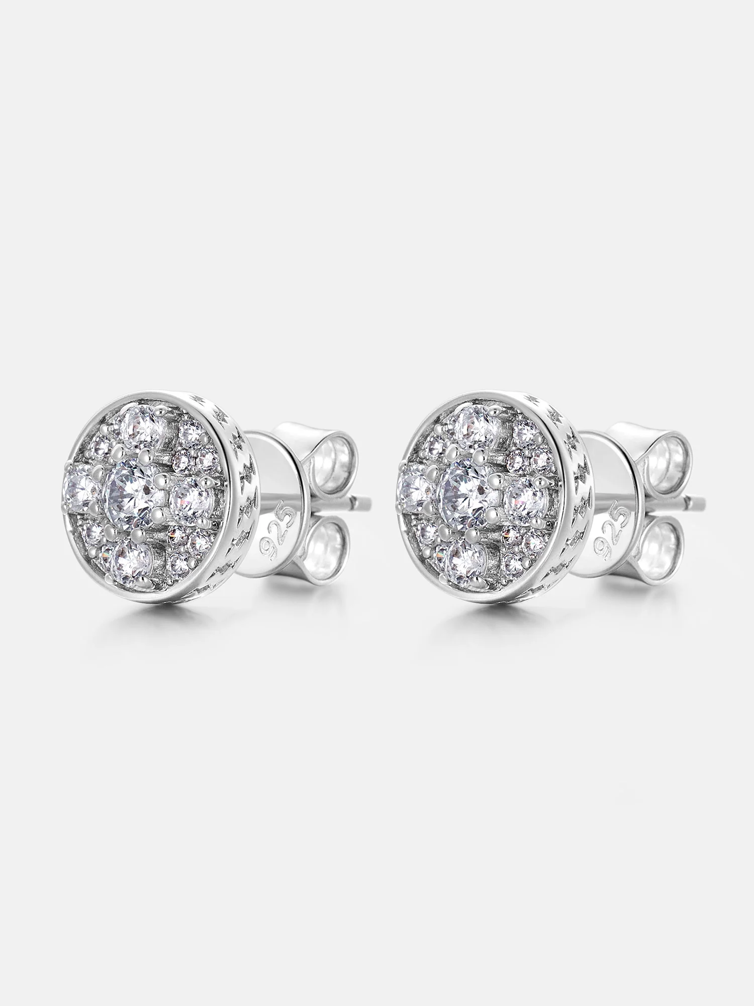 Mixed Size Double Layer Moissanite Stud Earrings - Image 2