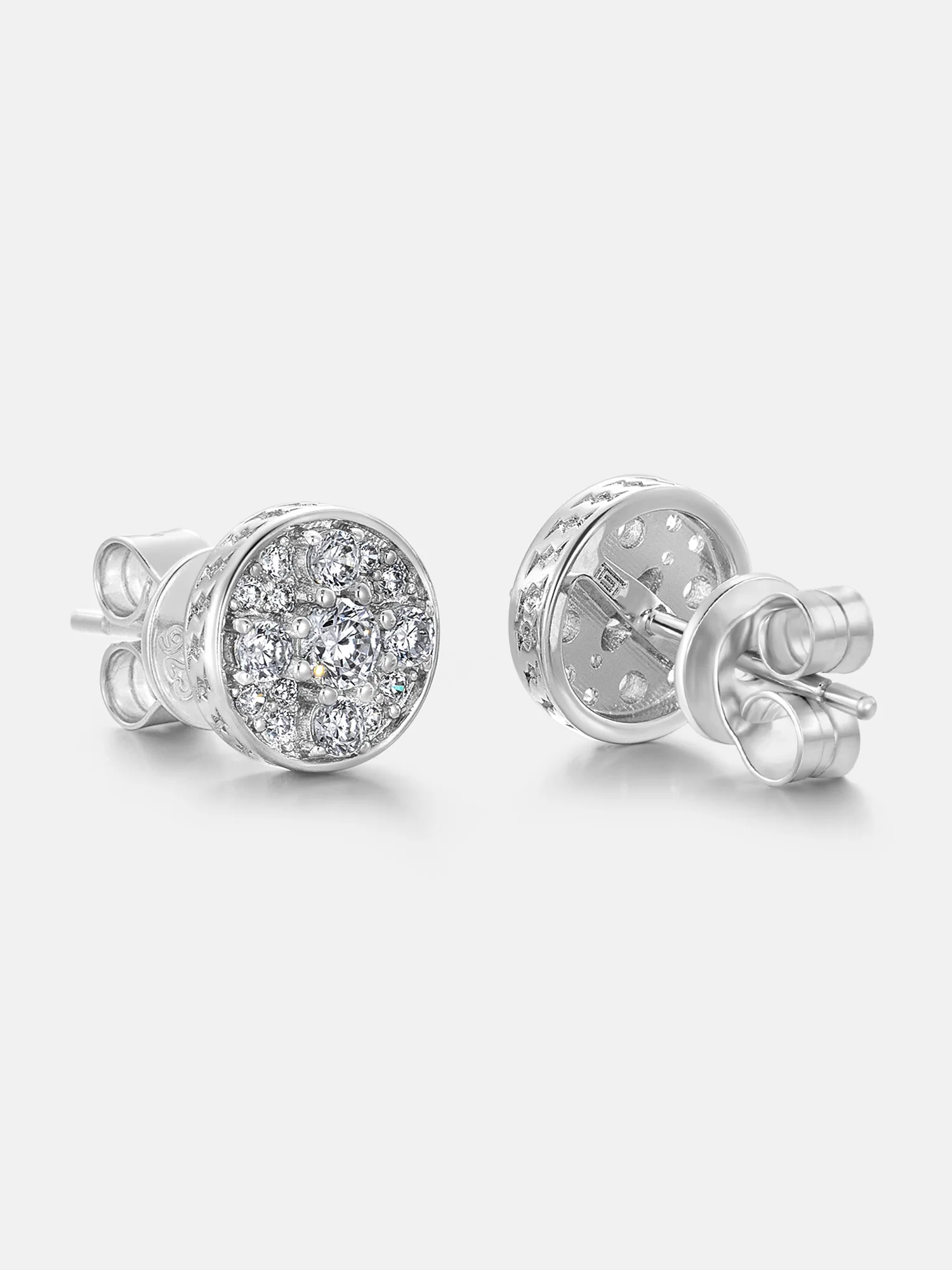 Mixed Size Double Layer Moissanite Stud Earrings - Image 3