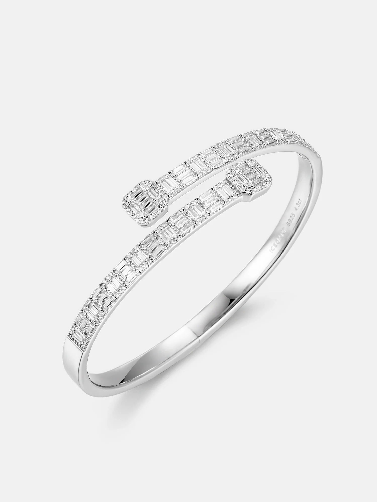 Moissanite Baguette Designer Bangle - Image 2