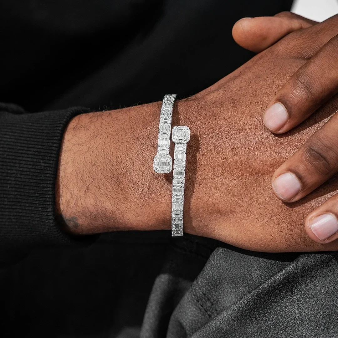 Moissanite Baguette Designer Bangle - Image 5