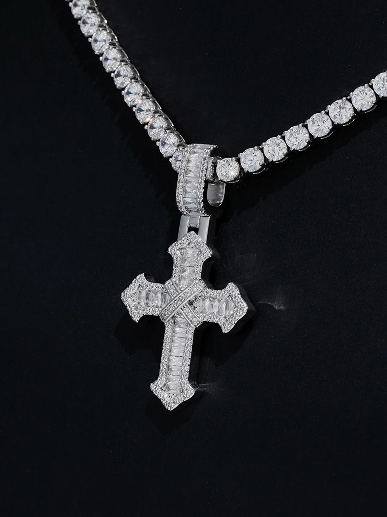 Moissanite Bound Faith Cross Pendant - Image 2