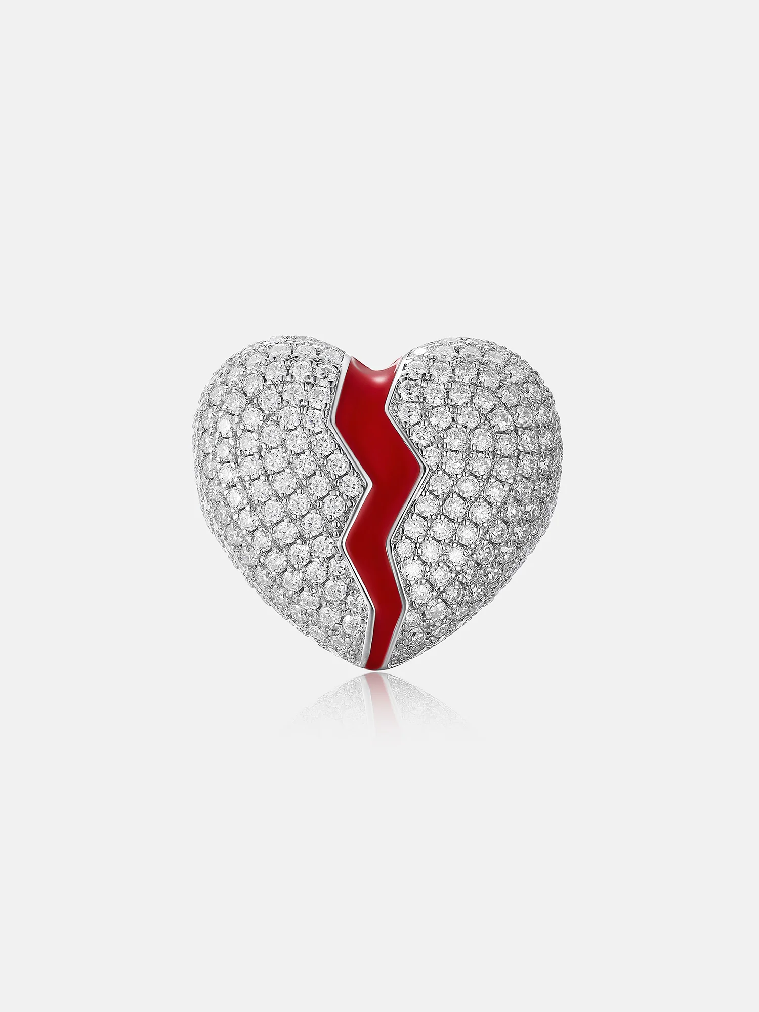 Moissanite Broken Heart Ring
