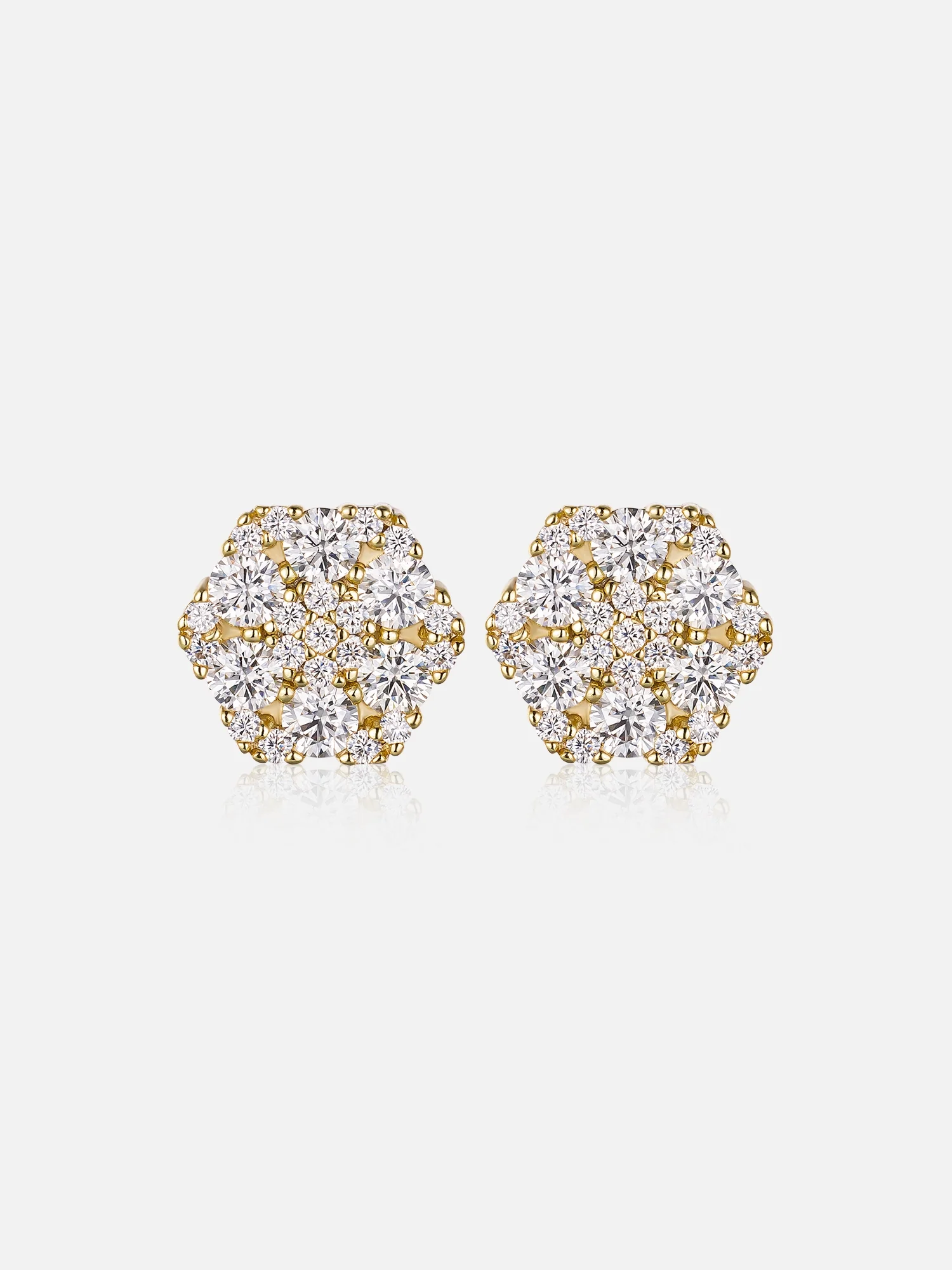 Moissanite Cluster Hexagon Earrings - Image 3