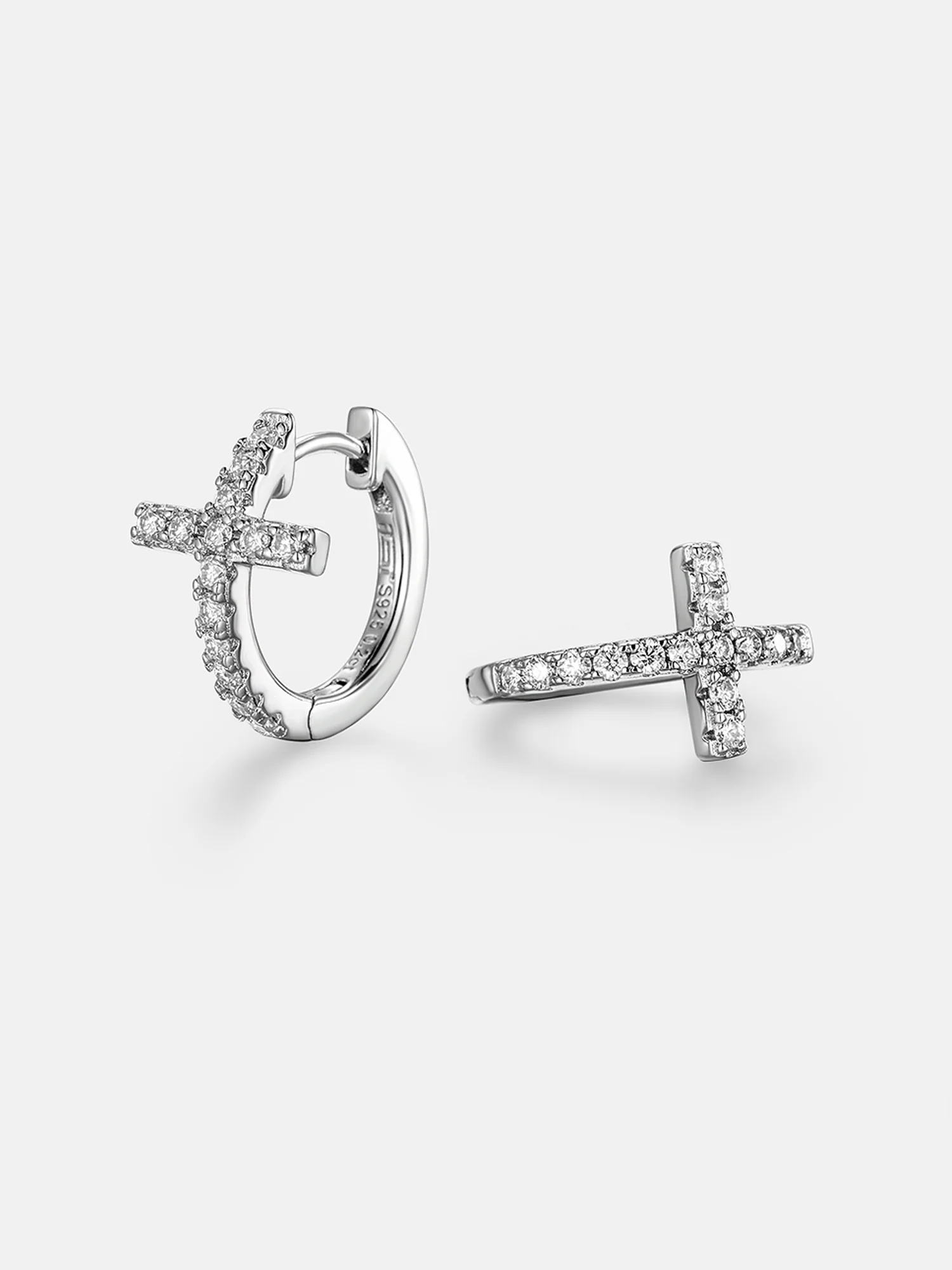 Moissanite Cross Hoop Errings - Image 4