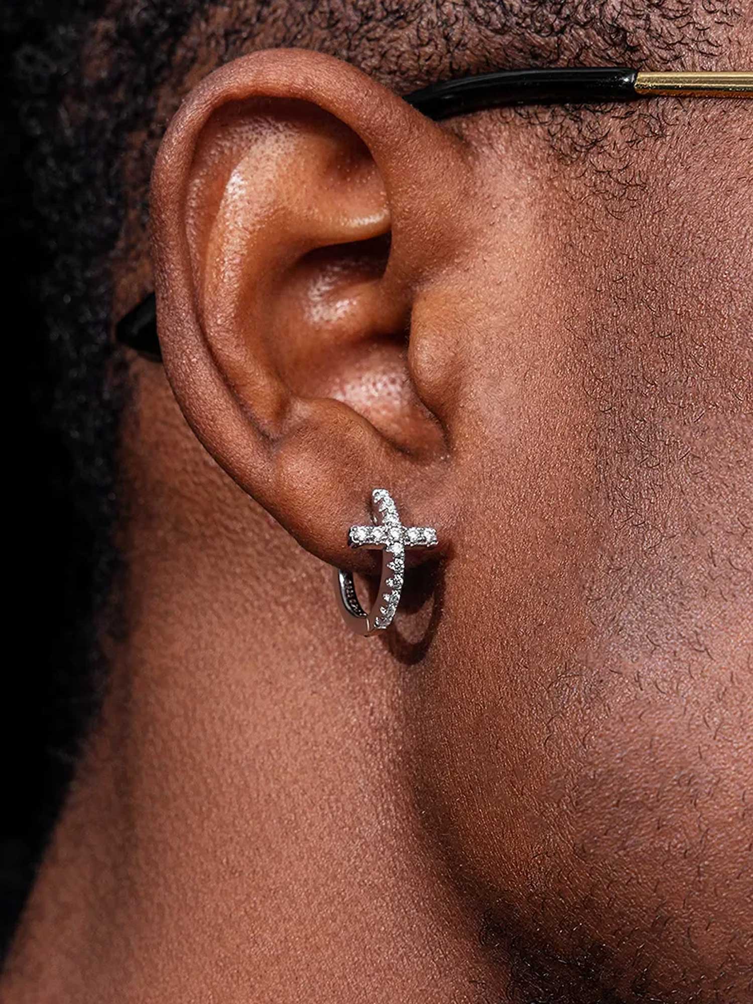 Moissanite Cross Hoop Errings - Image 5