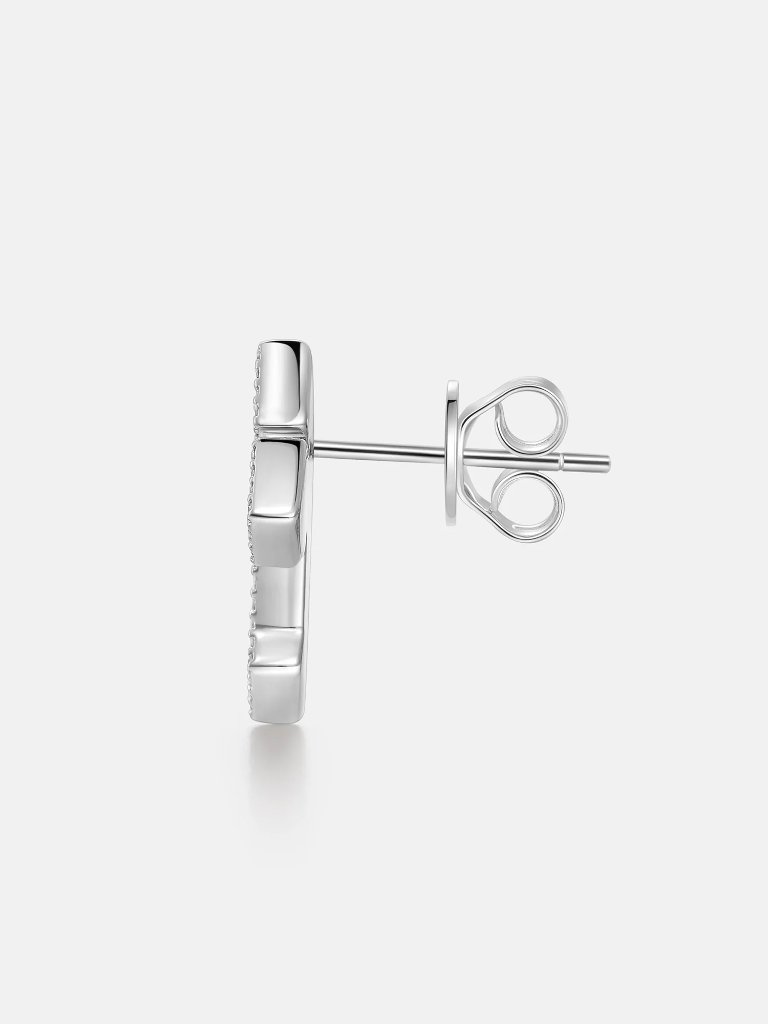 Moissanite Crucifix Cluster Stud Earrings - Image 4