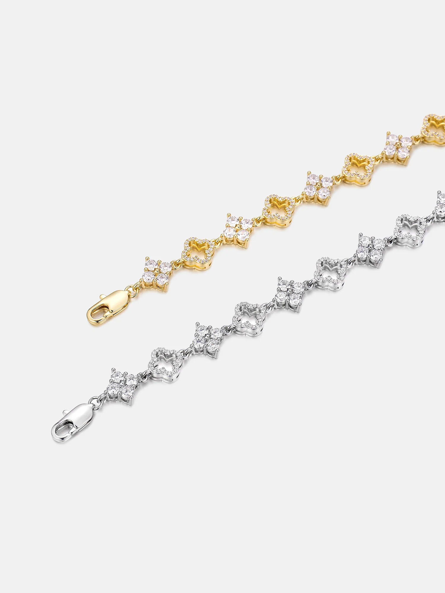 Moissanite Double Four Leaf Clover Bracelet - Image 5