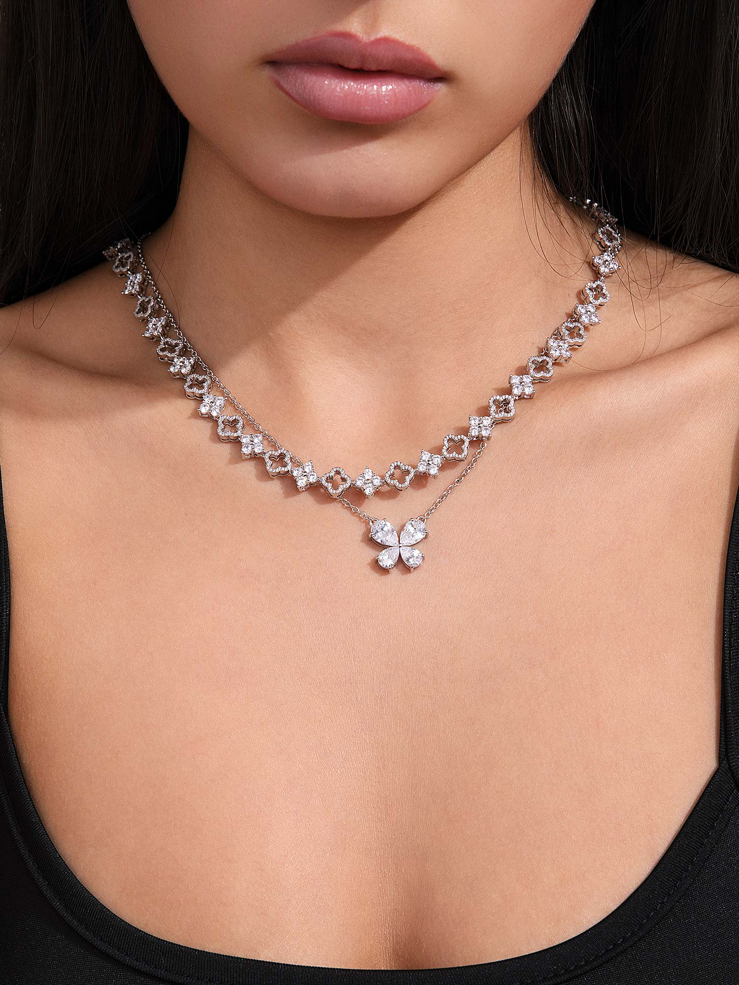 Moissanite Double Four Leaf Clover Chain - Image 9