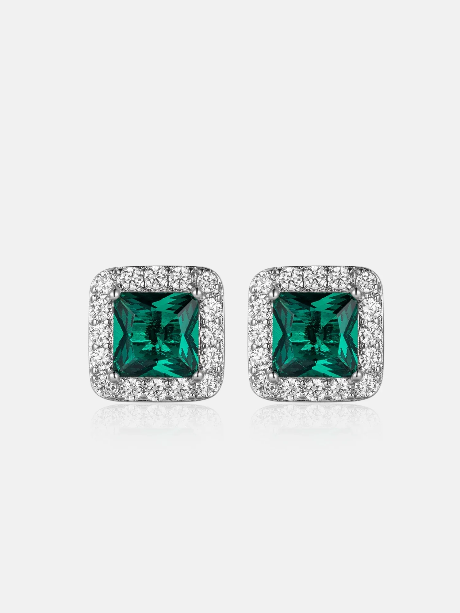 Moissanite Emerald Cushion Cut Earrings