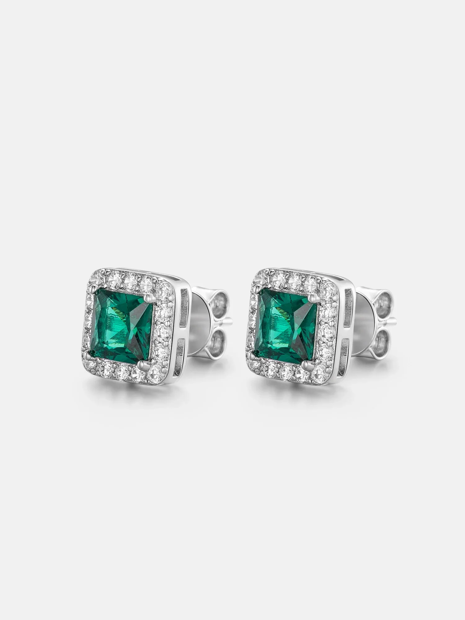 Moissanite Emerald Cushion Cut Earrings - Image 2