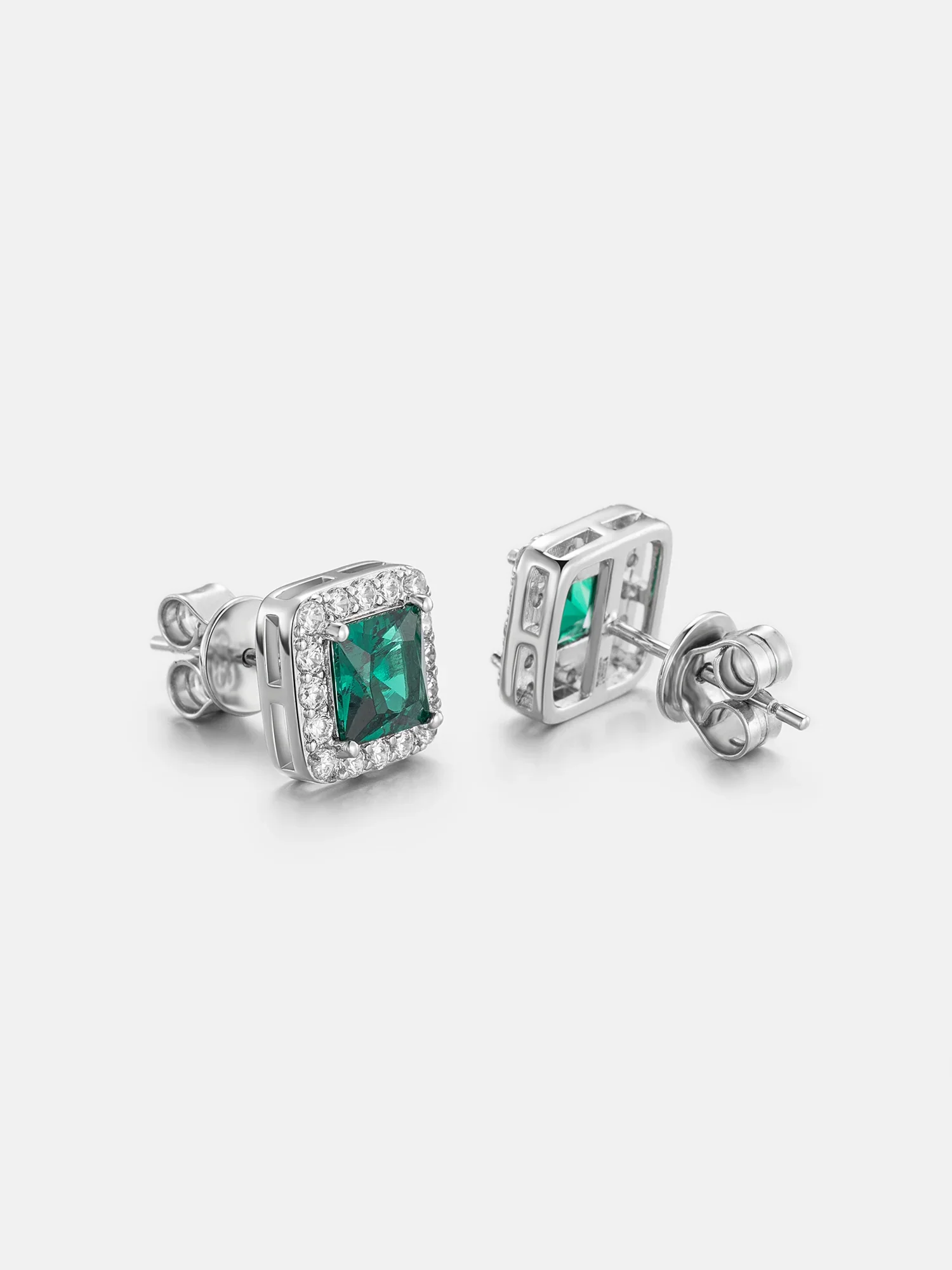 Moissanite Emerald Cushion Cut Earrings - Image 3