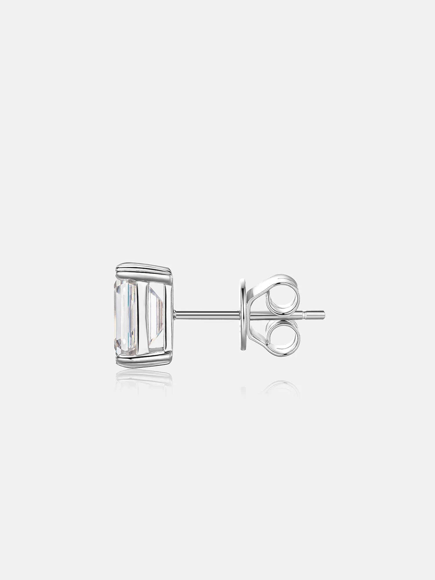 Moissanite Emerald Cut Stud Earrings-4.00 Carat Total - Image 3
