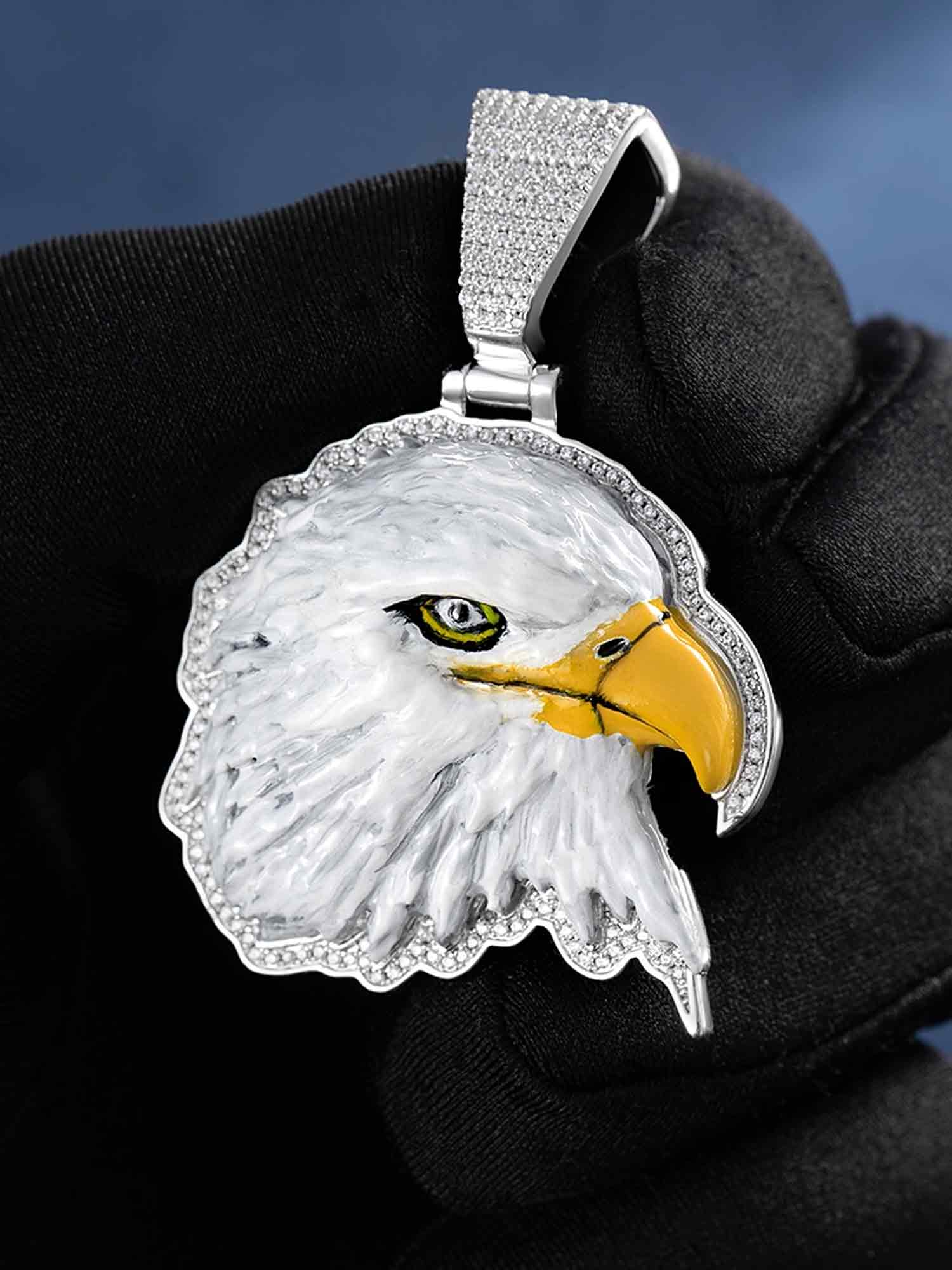 Moissanite Enamel Eagle Pendant - Image 3