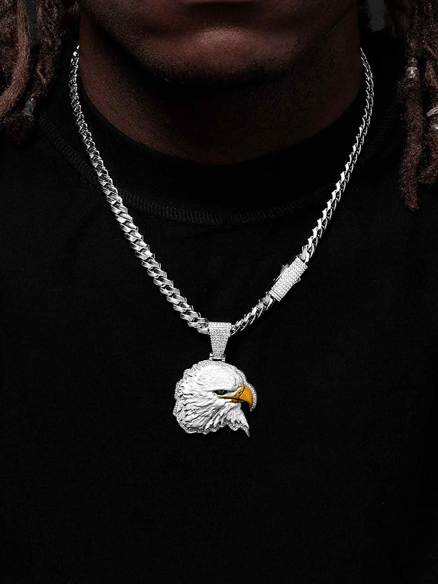 Moissanite Enamel Eagle Pendant - Image 5