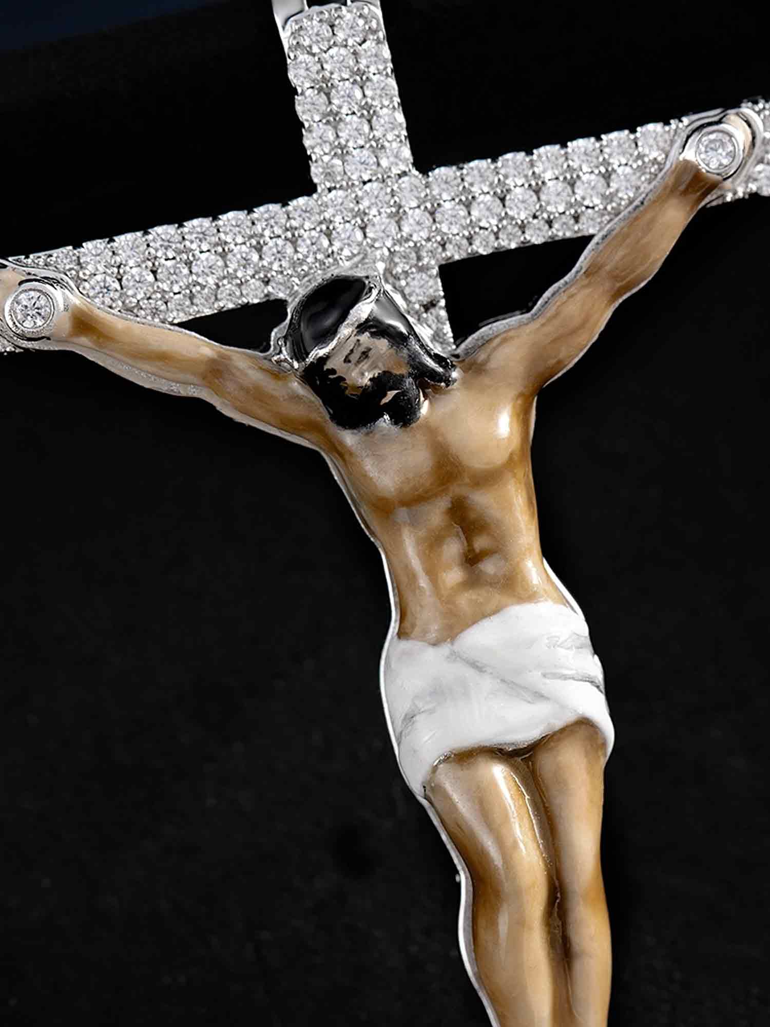Moissanite Enamel Jesus Cross Pendants - Image 4