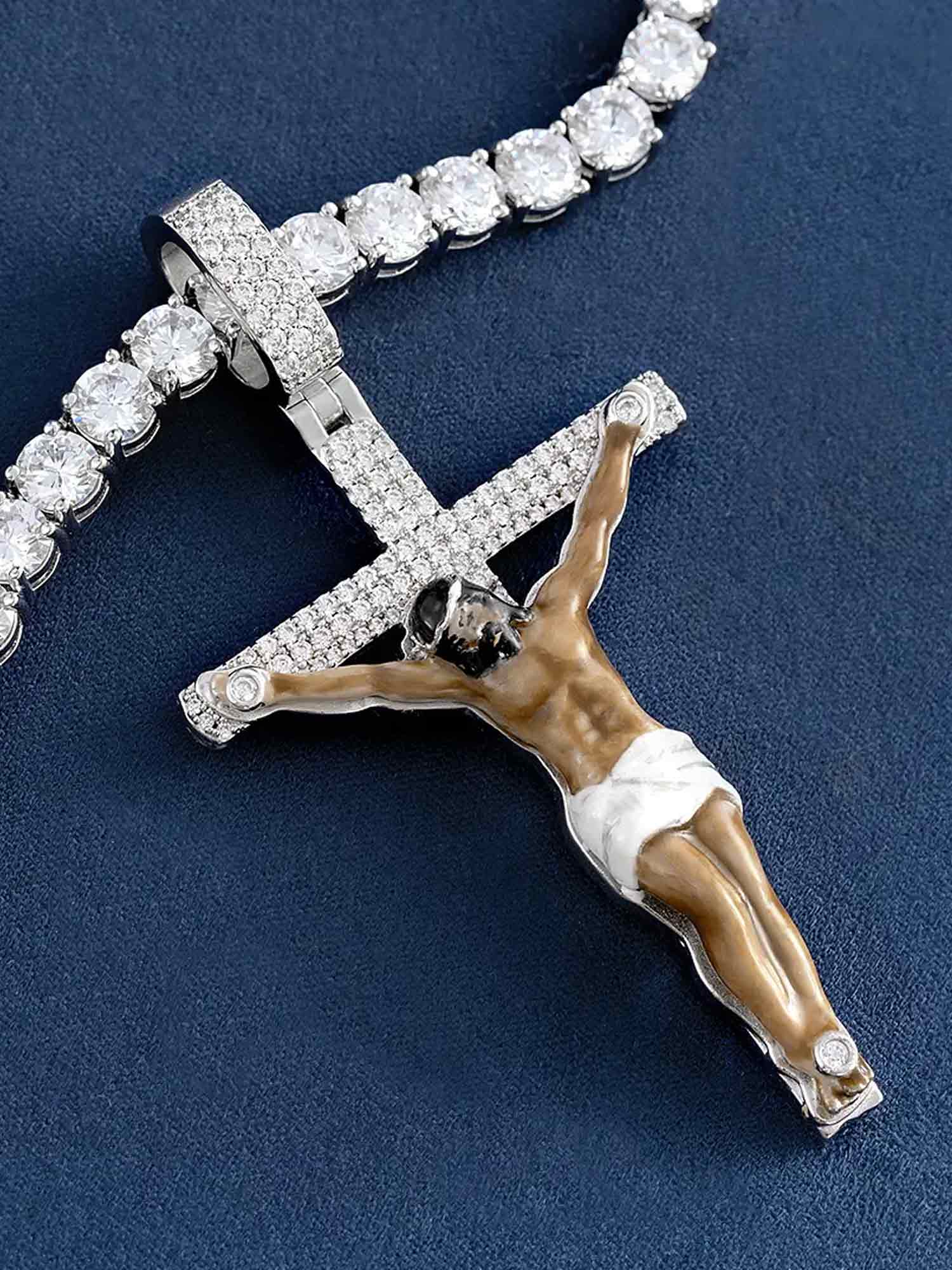 Moissanite Enamel Jesus Cross Pendants - Image 5