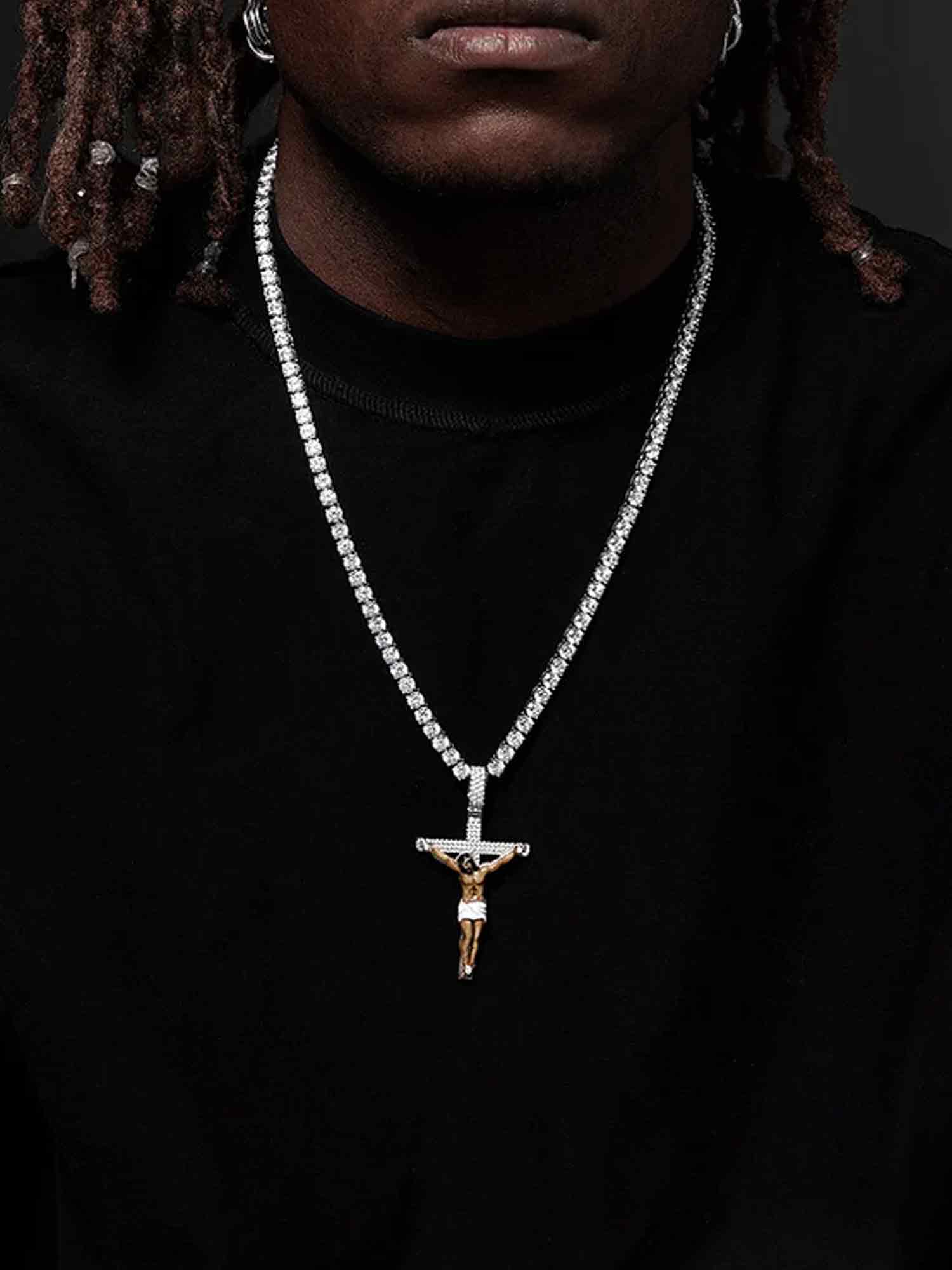 Moissanite Enamel Jesus Cross Pendants - Image 6