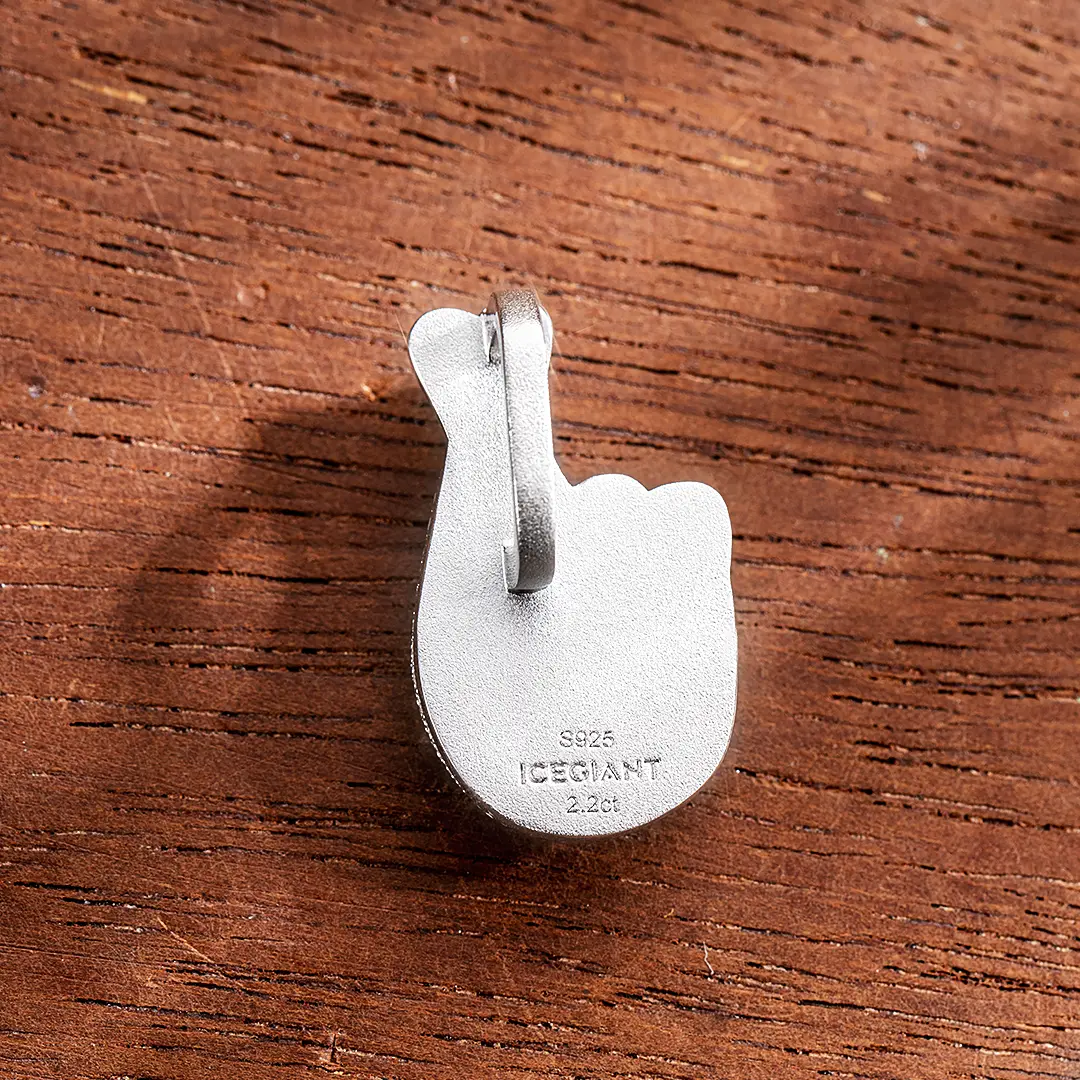 Moissanite Finger Cross Emoji Pendant - Image 6