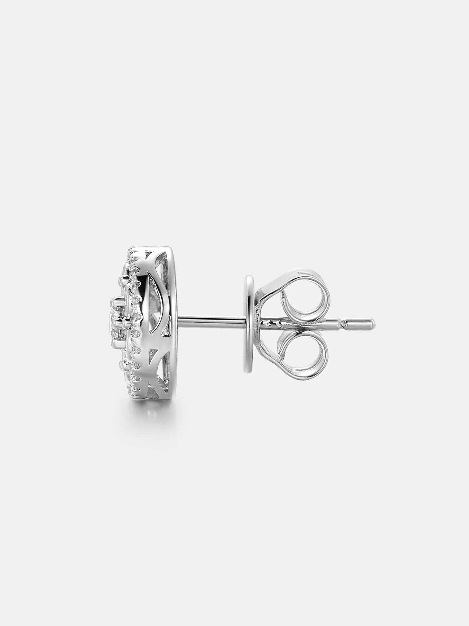 Moissanite Floral Halo Cluster Stud Earrings - Image 3