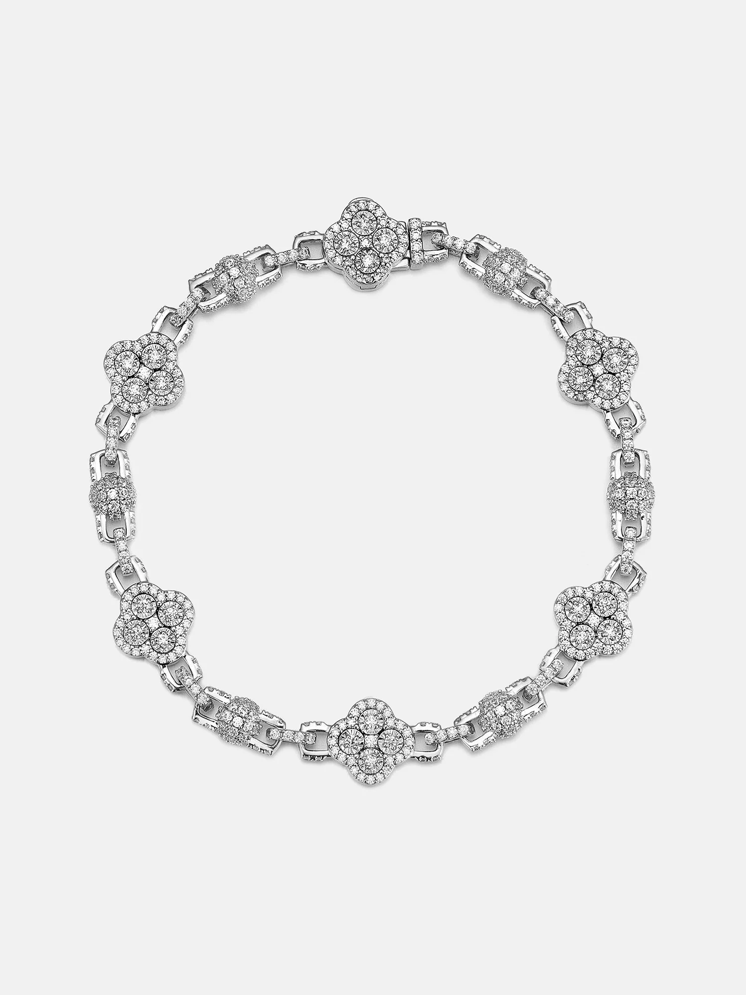 Moissanite Four Leaf Clover And Bead Bracelet