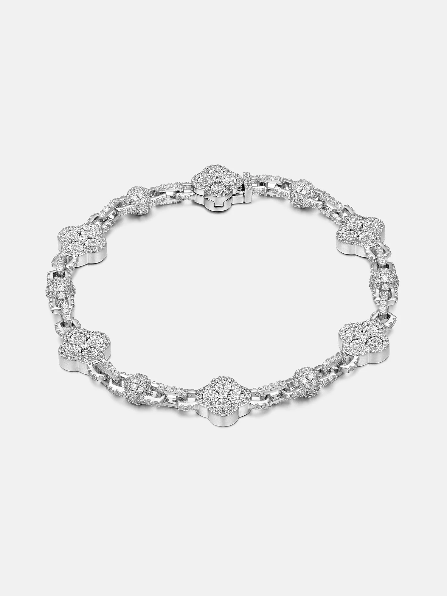 Moissanite Four Leaf Clover And Bead Bracelet - Image 2