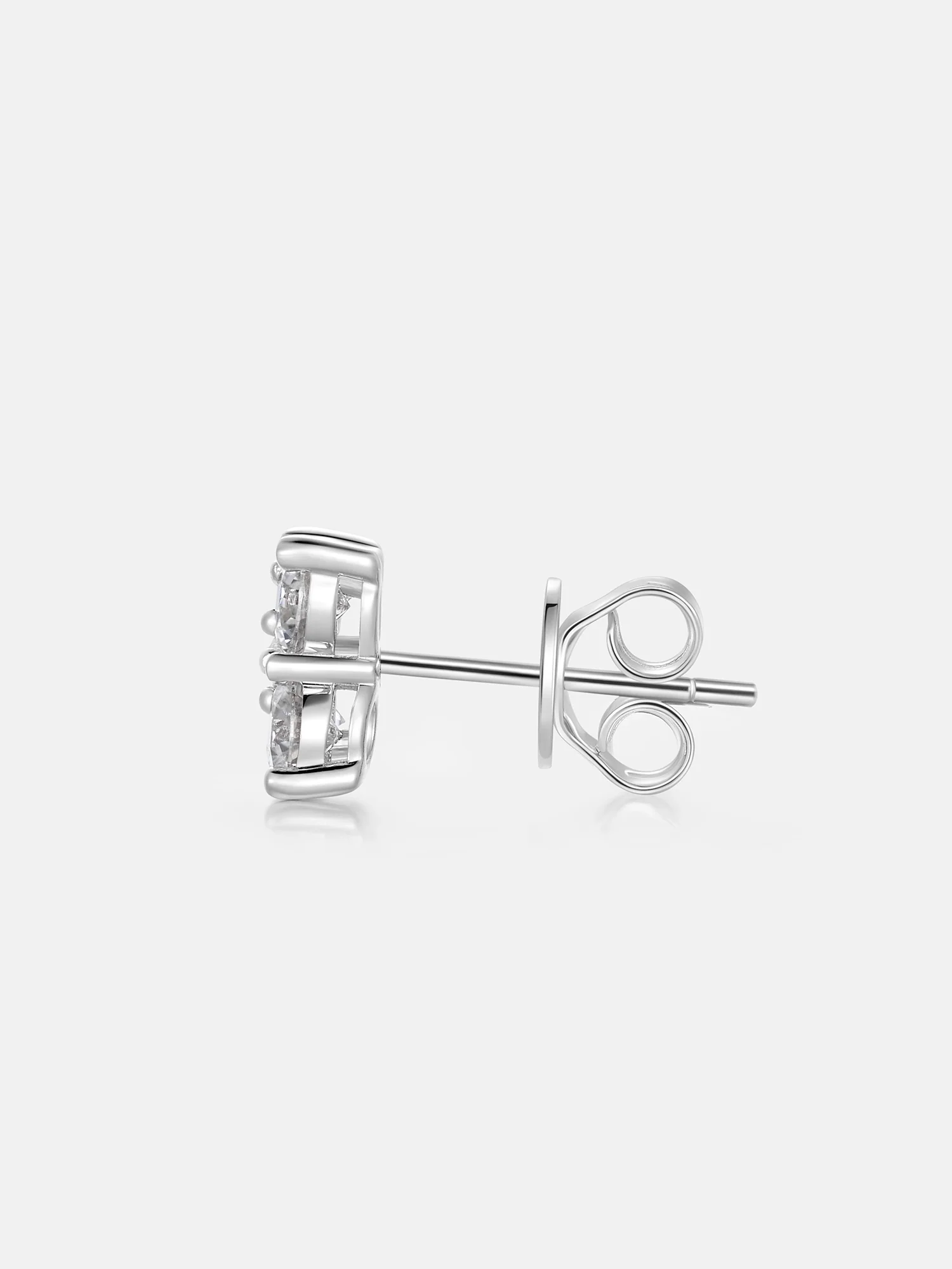 Moissanite Four Leaf Clover Petal Stud Earrings - Image 4