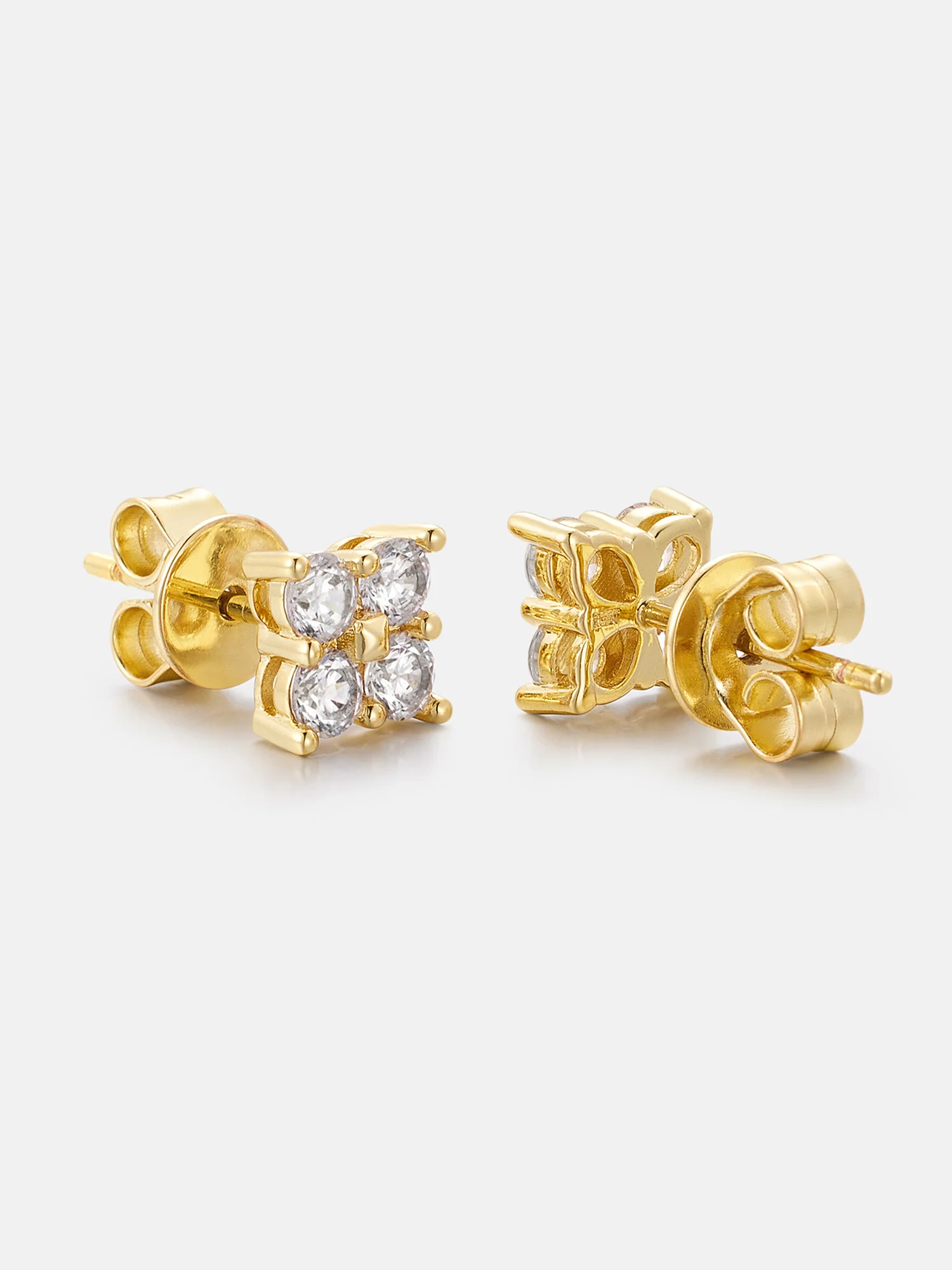Moissanite Four-Stone Clover Square Stud Earrings - Image 5