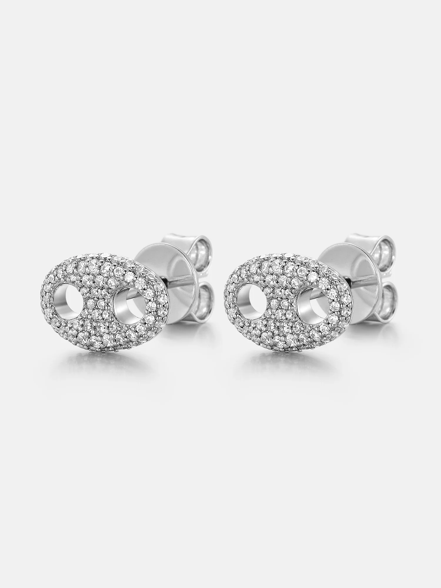 Moissanite G-Link Style Stud Earrings - Image 2