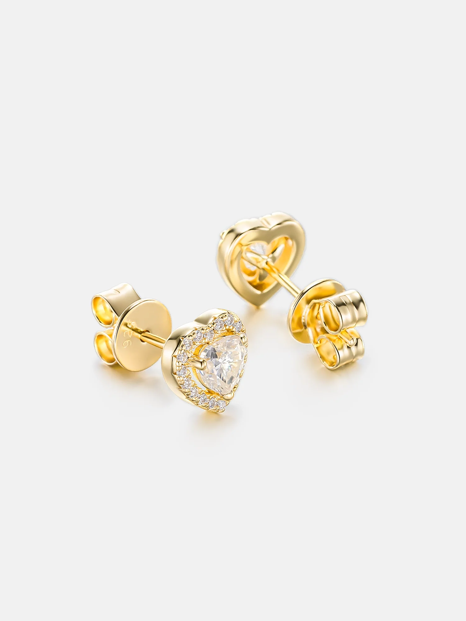 Moissanite Heart Shaped Halo Earrings - Image 3