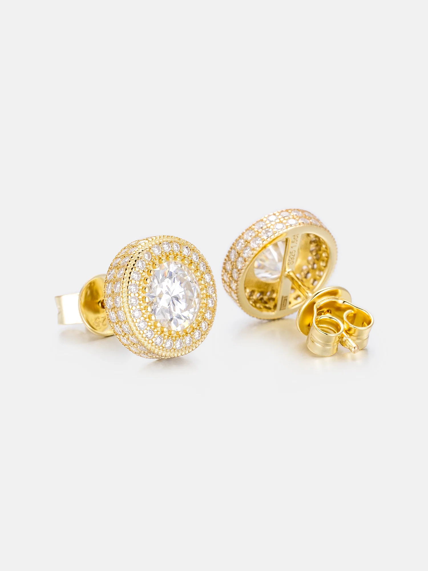 Moissanite Iced Button Earrings - Image 2