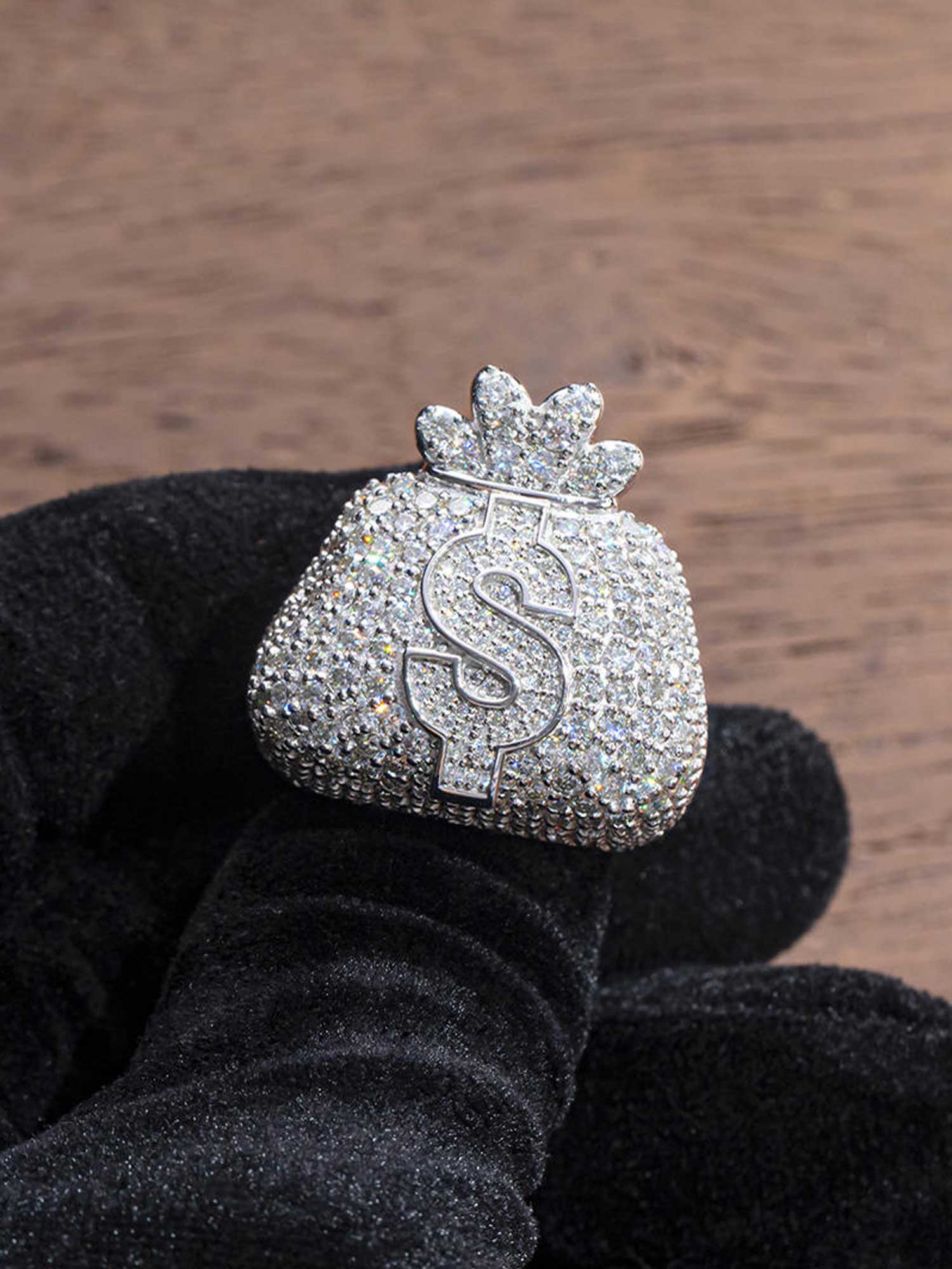Moissanite Iced Money Bag Ring - Image 4