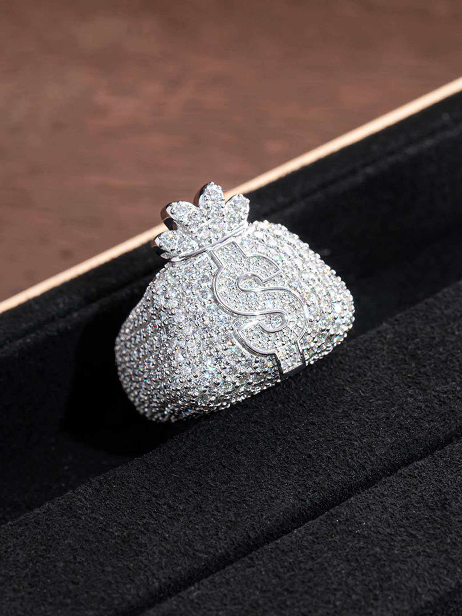 Moissanite Iced Money Bag Ring - Image 5