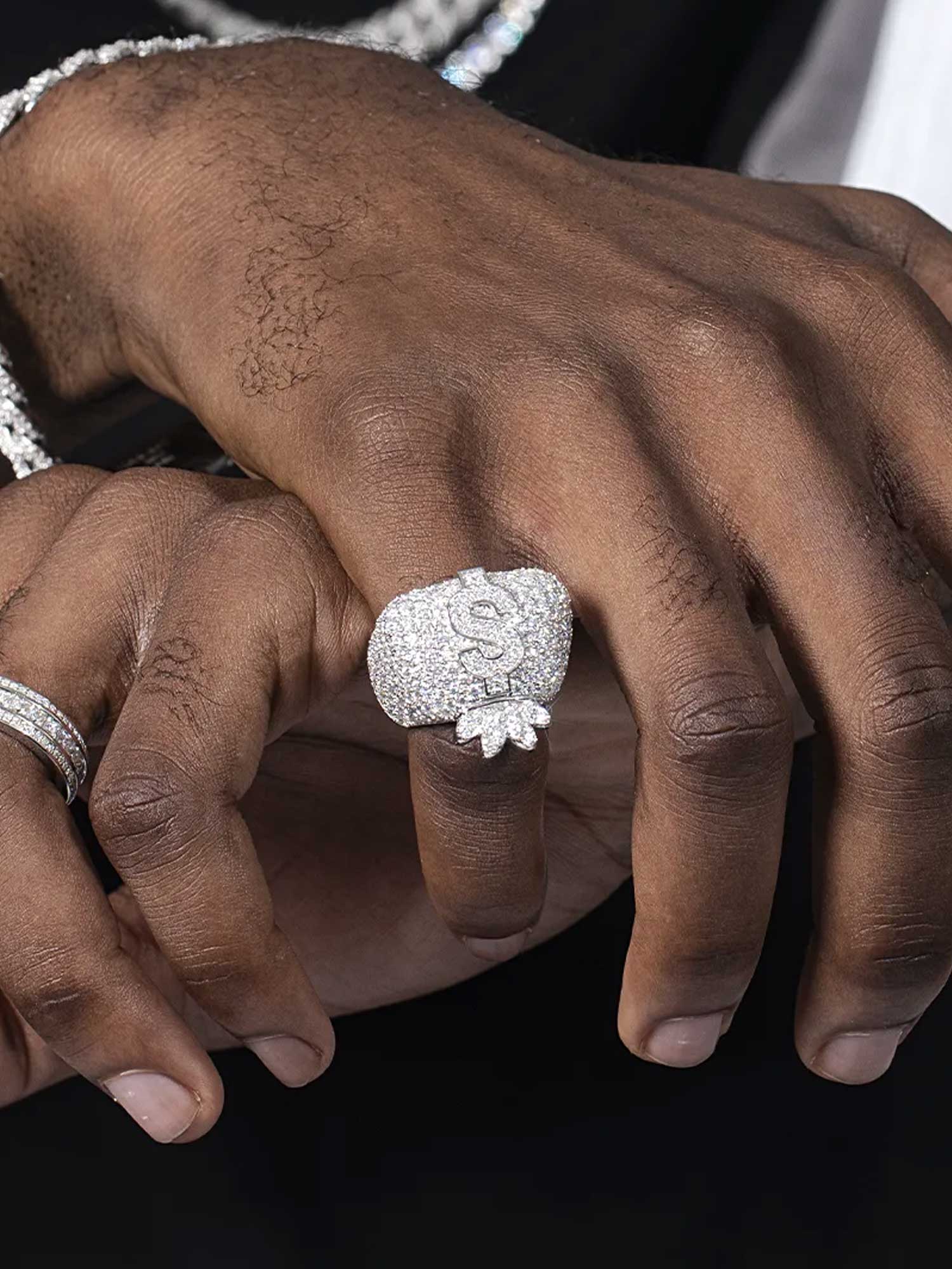 Moissanite Iced Money Bag Ring - Image 6