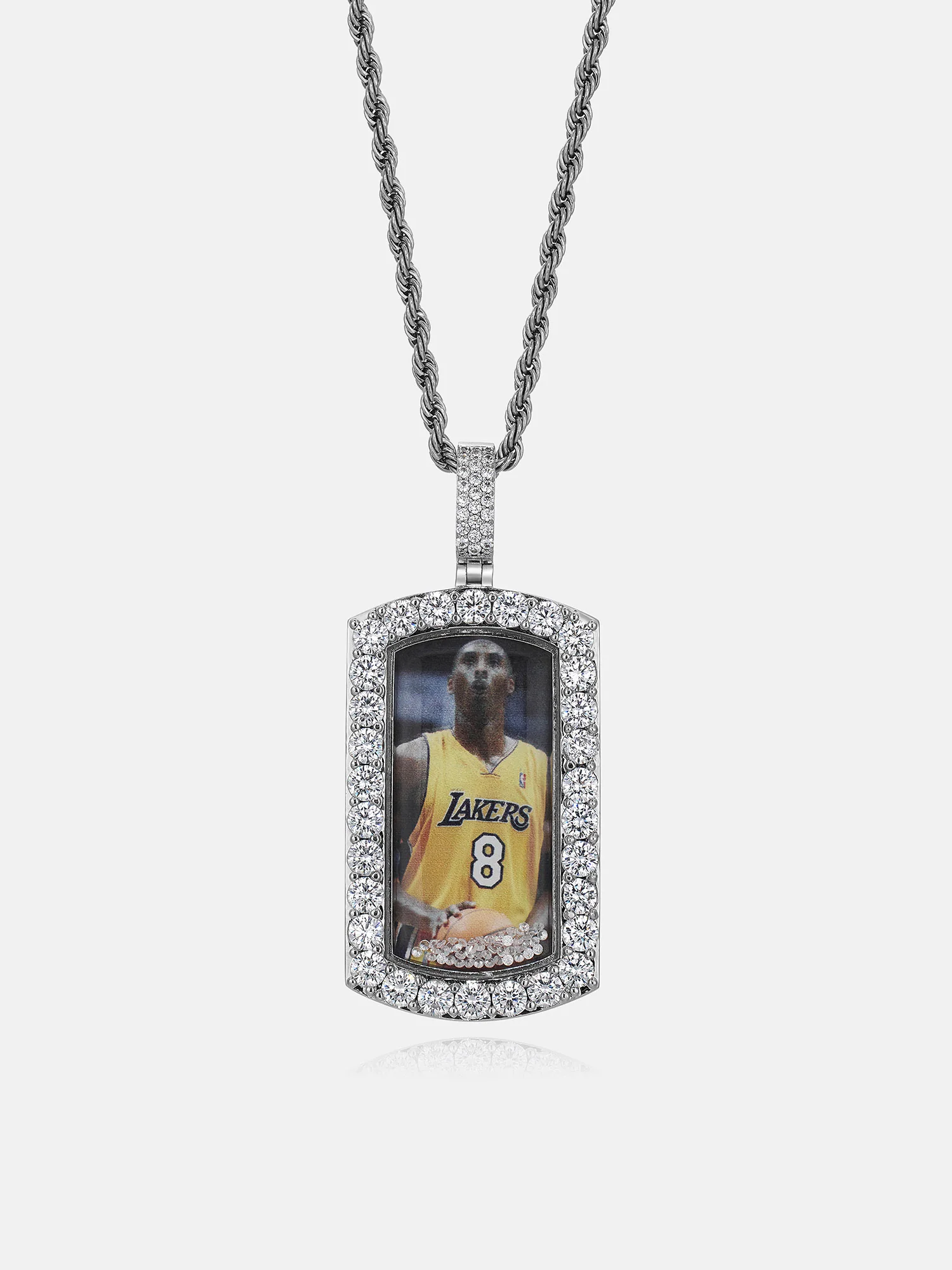 Moissanite Icy-Filled Rectangle Photo Pendant