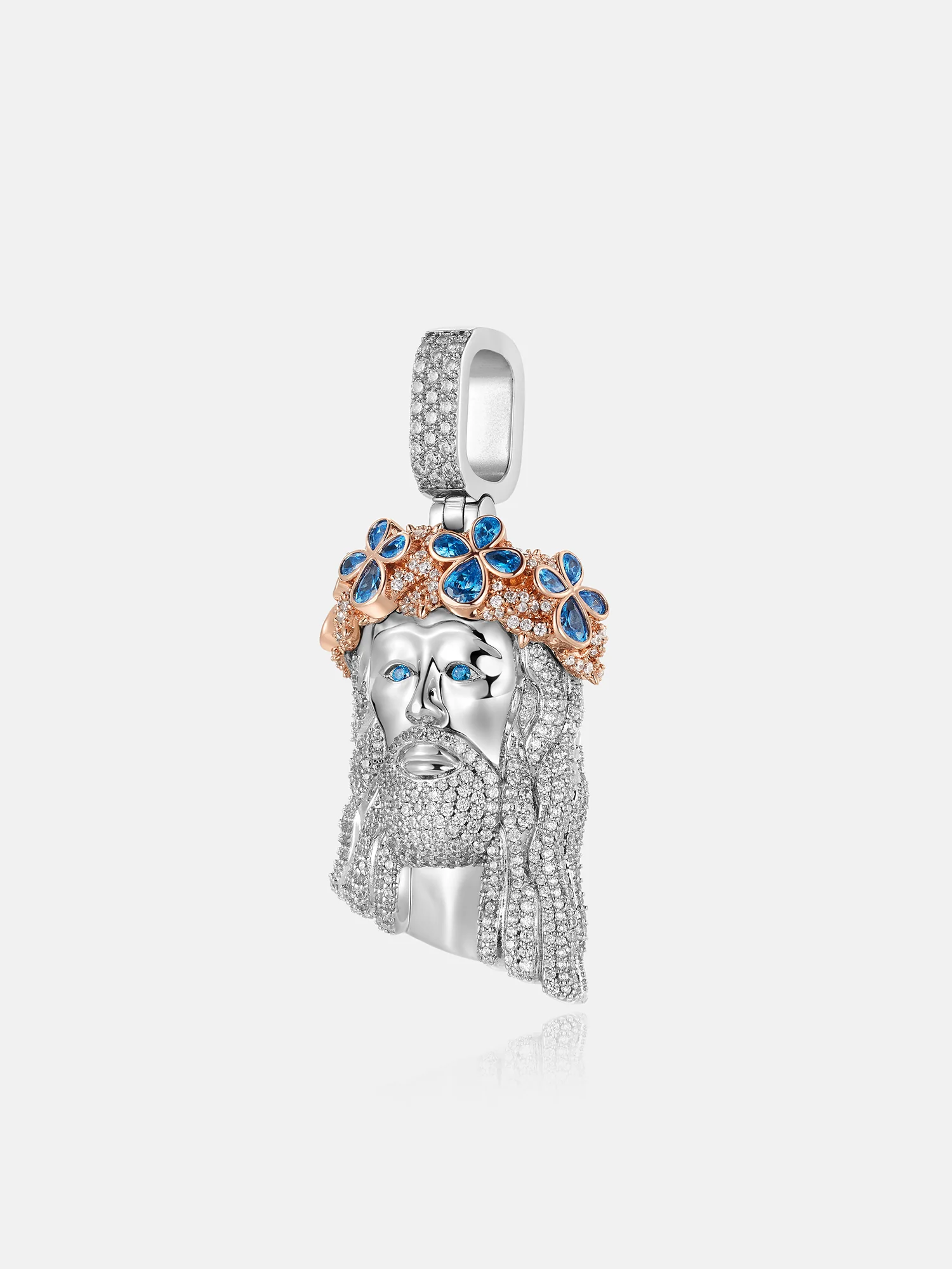 Moissanite Jesus Pendant Blue Topaz 2.3CT - Image 3
